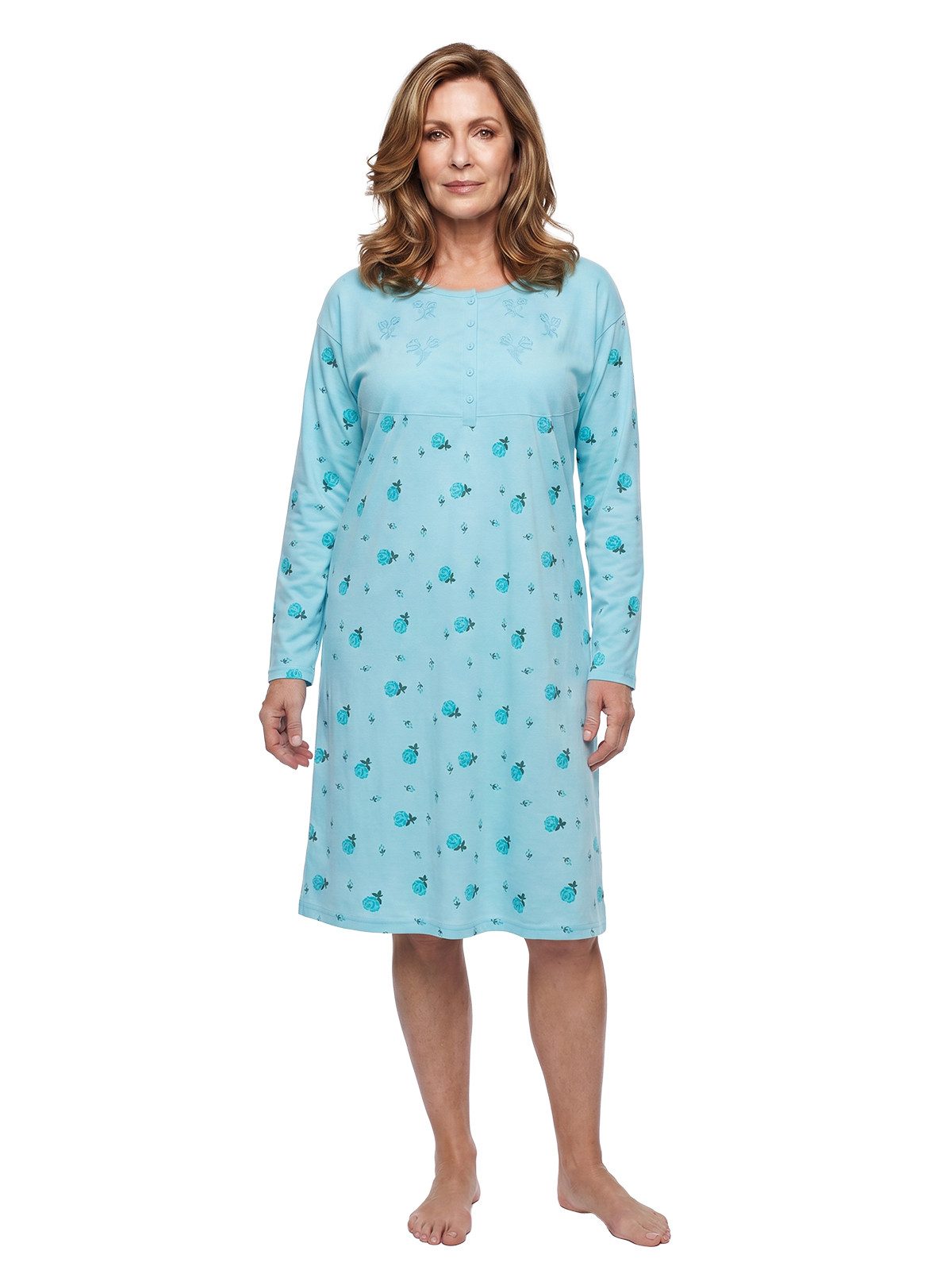 Lucky Nachthemd Nachthemd Langarm - Blüten 3XL-6XL
