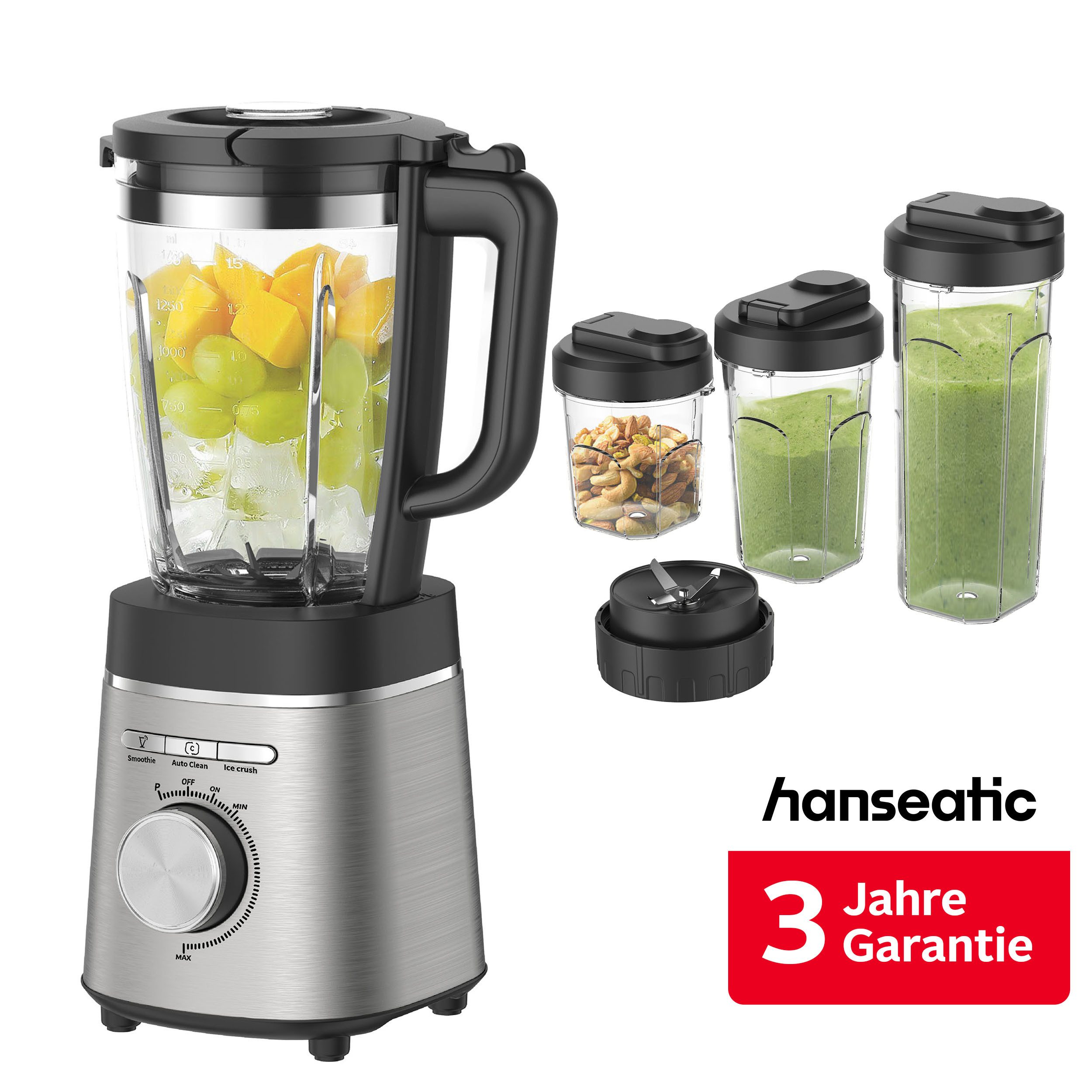 Hanseatic Standmixer HBL14001175SD mit 1,75L Fassungsvermögen, 1400 W, inkl. 3 Jahre Herstellergarantie