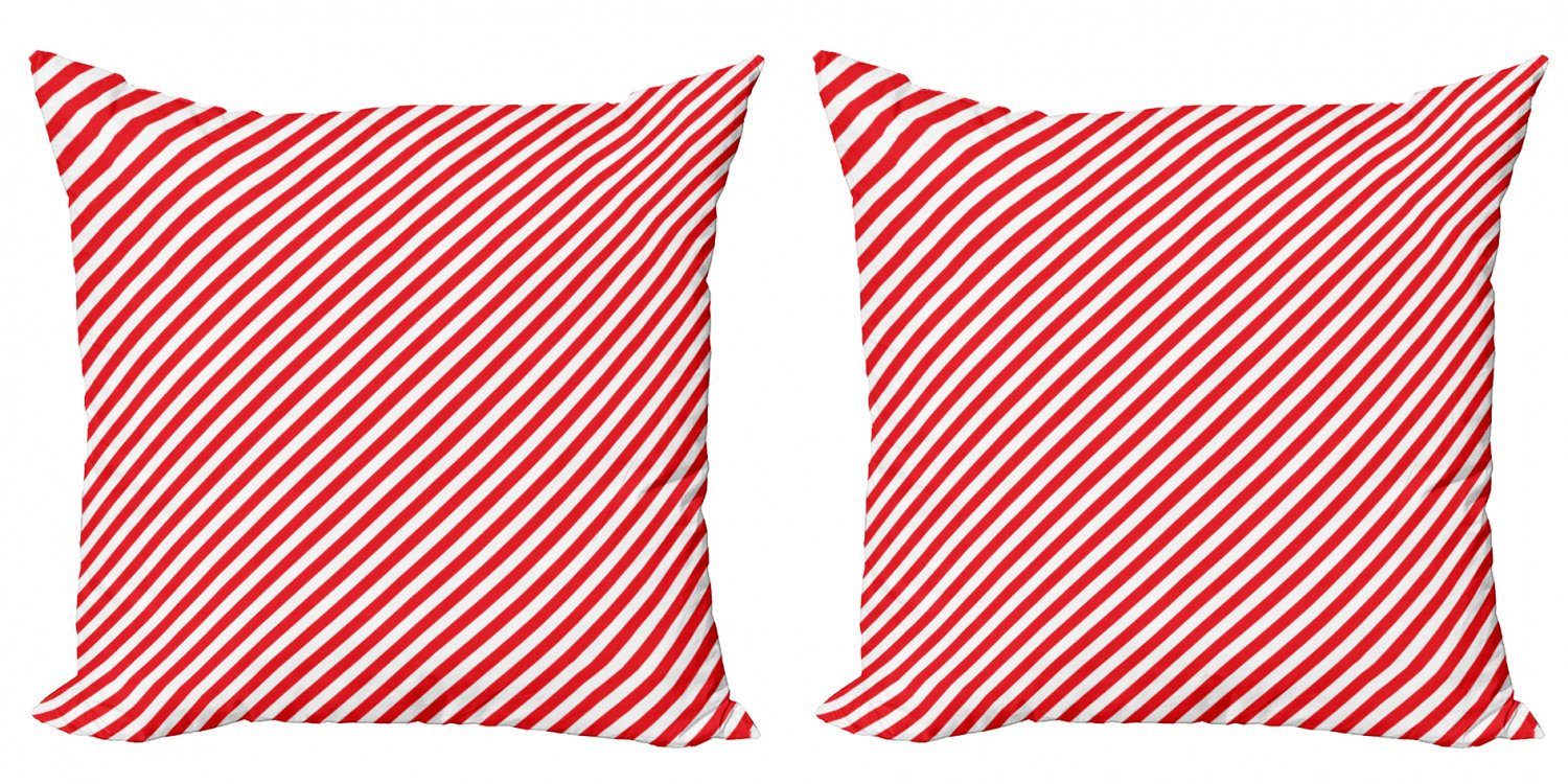 (2 Red Stück), Lines Abakuhaus Accent Zuckerstange Diagonal Digitaldruck, Modern Kissenbezüge Doppelseitiger
