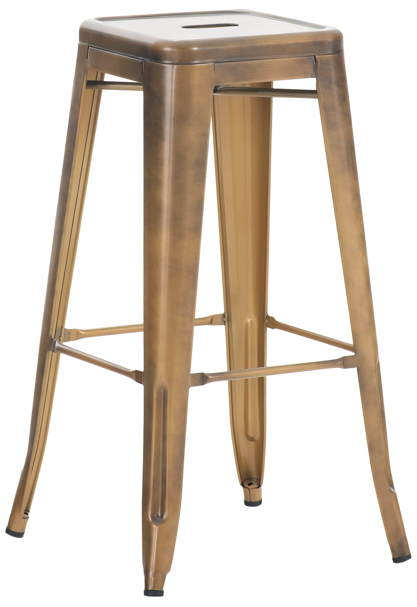 furnicato Barhocker Joshua 43x43x76 cm Gold (1 St), Stapelbarer Barstuhl mit Fußstütze und schützenden Bodenschonern