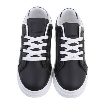 Ital-Design Damen Low-Top Freizeit Sneaker Keilabsatz/Wedge Sneakers Low in Schwarz