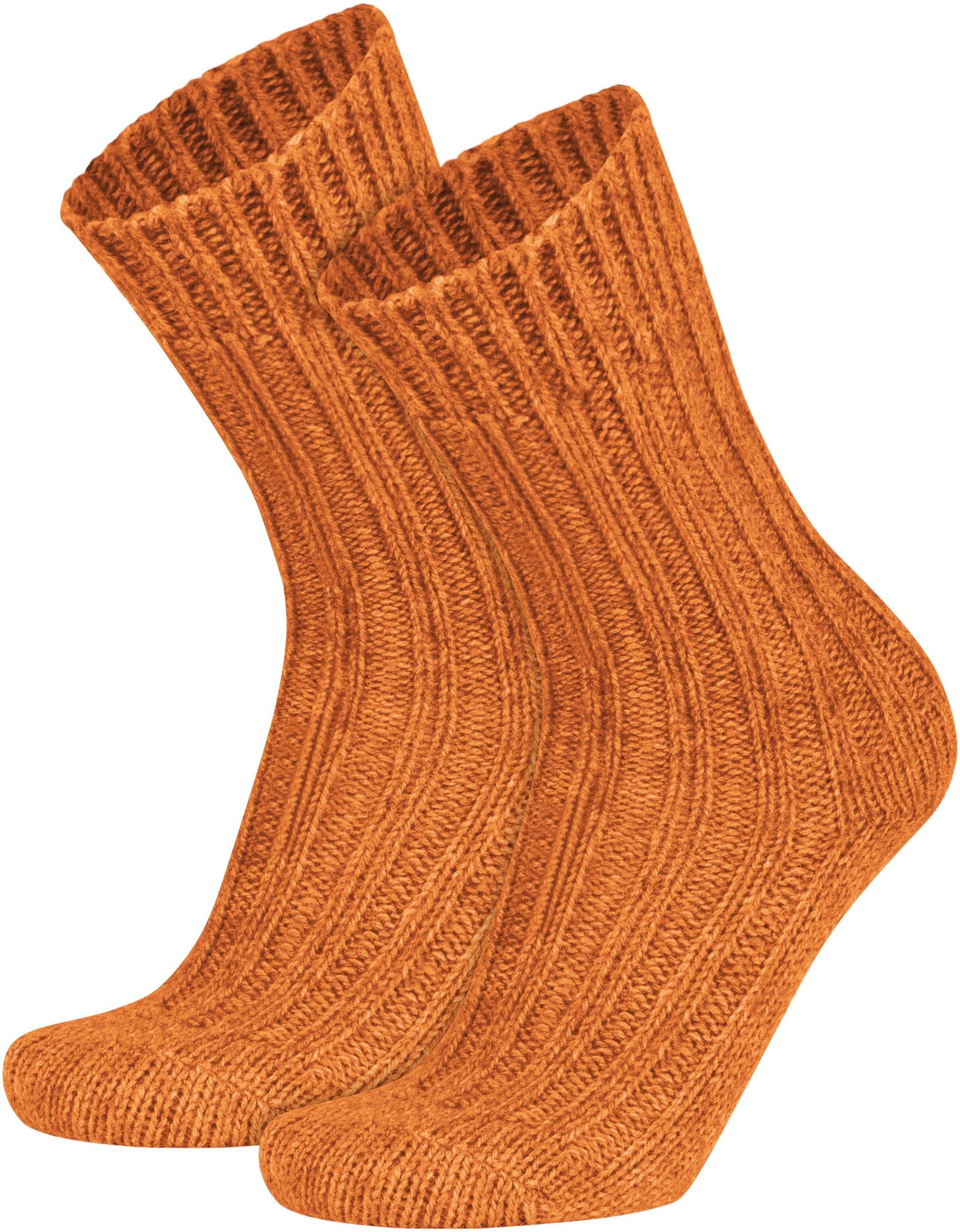 normani Thermosocken 2 Paar Alpaka- Wollanteil Orange Schafwolle hohem Paar) aus hochwertige (2 WollSocken und mit Qualitätssocken