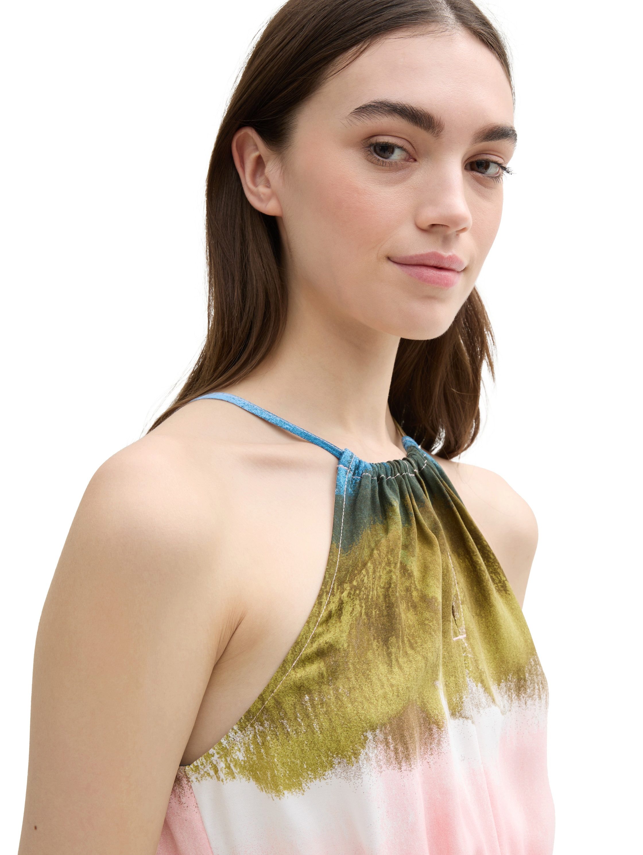 TOM TAILOR Denim Neckholderkleid Sommerkleid mit Knopfverschluss