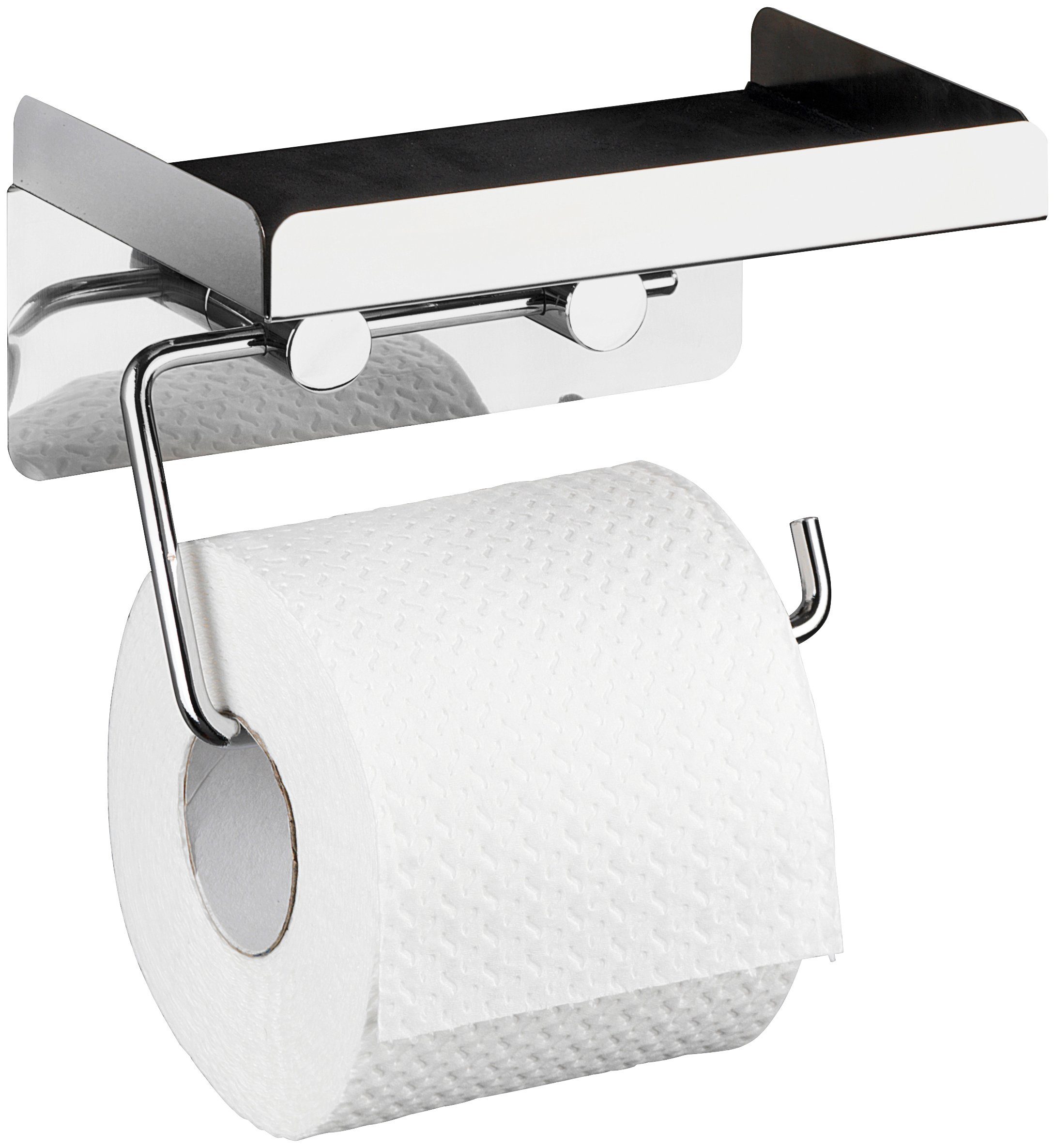 WENKO Toilettenpapierhalter, 2in1 Kombination | Toilettenpapierhalter