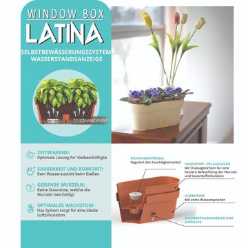 Santino Blumentopf Latina "Window Box" Blumenkasten L 39.5 cm, H 17 cm - div. Farben, selbstbewässernd, UV-und witterungsbeständig, nachhaltig