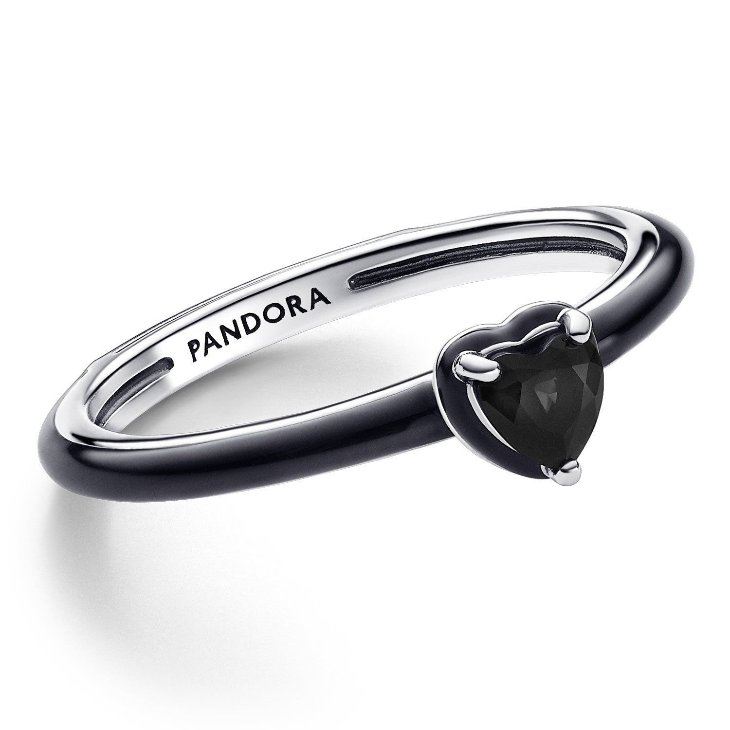 Pandora Silberring DamenSilber Schwarzes Chakra Herz