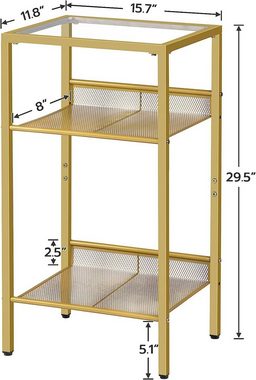 Hoobro Ablagetisch Hoher Beistelltisch, Telefontisch aus gehärtetem Glas 3-stöckiger