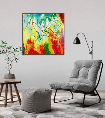 KUNSTLOFT Gemälde Rainbow Vitality 60x60 cm, Leinwandbild 100% HANDGEMALT Wandbild Wohnzimmer