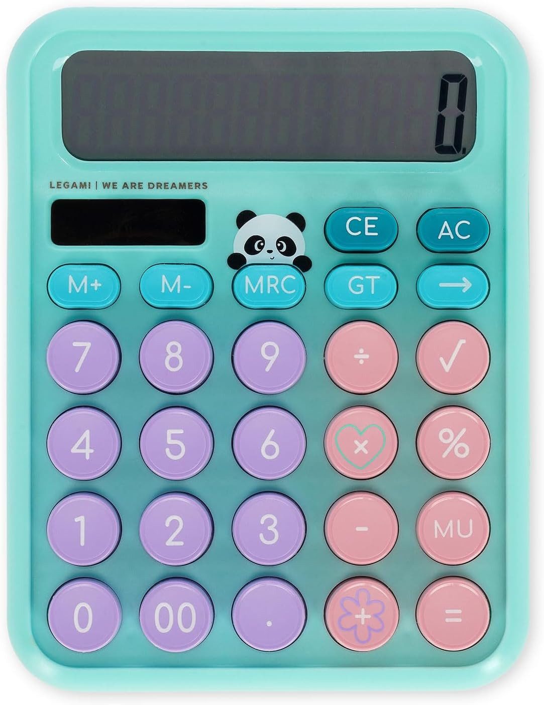 Legami Federmäppchen LEGAMI Calcoolator Tischrechner Panda – Solar & Batterie