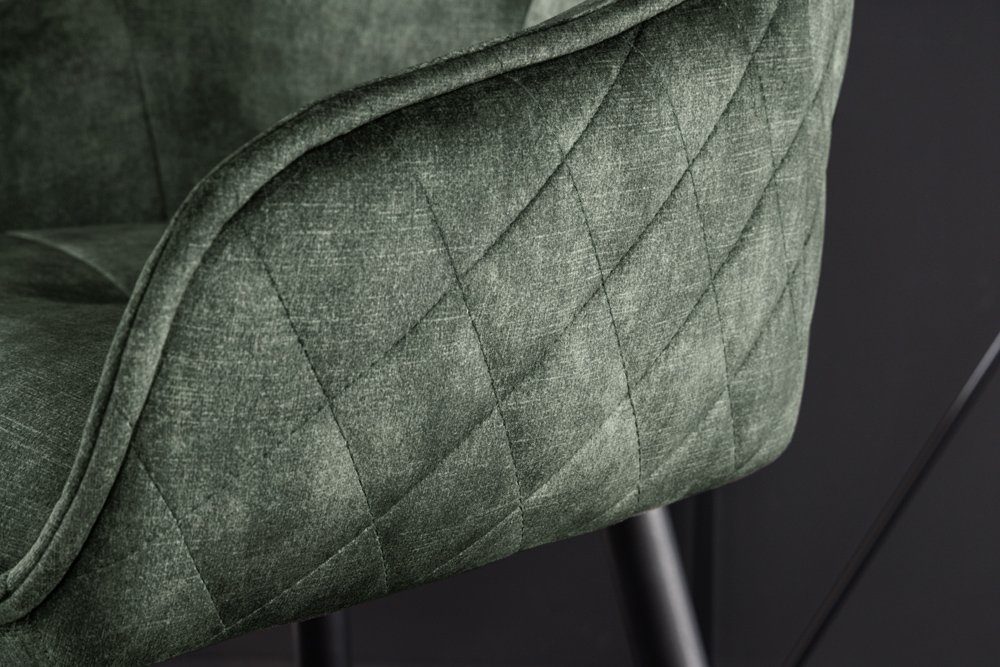 riess-ambiente Barhocker EUPHORIA dunkelgrün/schwarz – Samt, Metall-Beine, mit Lehne (Einzelartikel, 1 St), bequeme Polsterung mit Fußablage – ideal für Bar ode – Bild 4 von 5