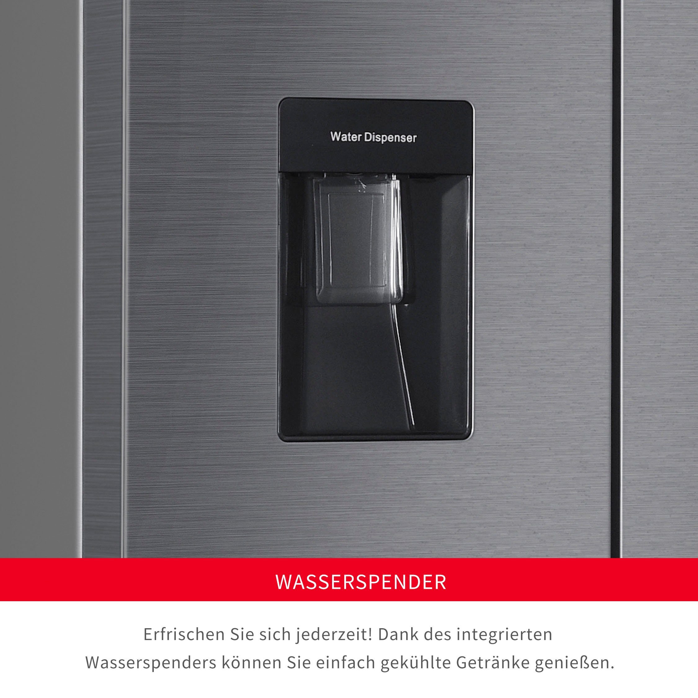 Hanseatic Multi Door HCDB18080DWDI, 180 hoch, NoFrost, Türalarm cm Display, breit, Wasserspender, grau 79 cm