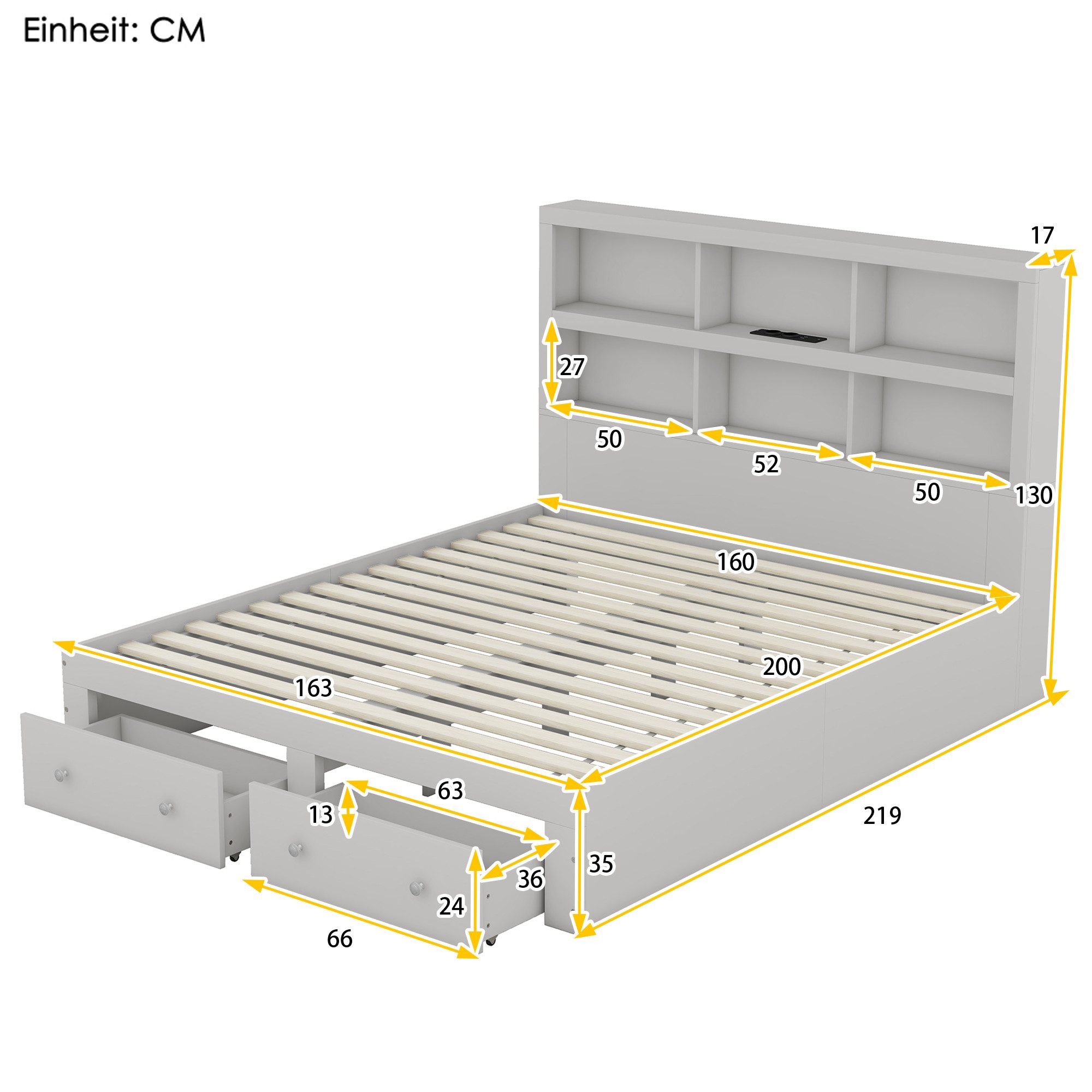 TavilaEcon Holzbett Doppelbett Kingsize-Plattformbett mit zwei günstig online kaufen