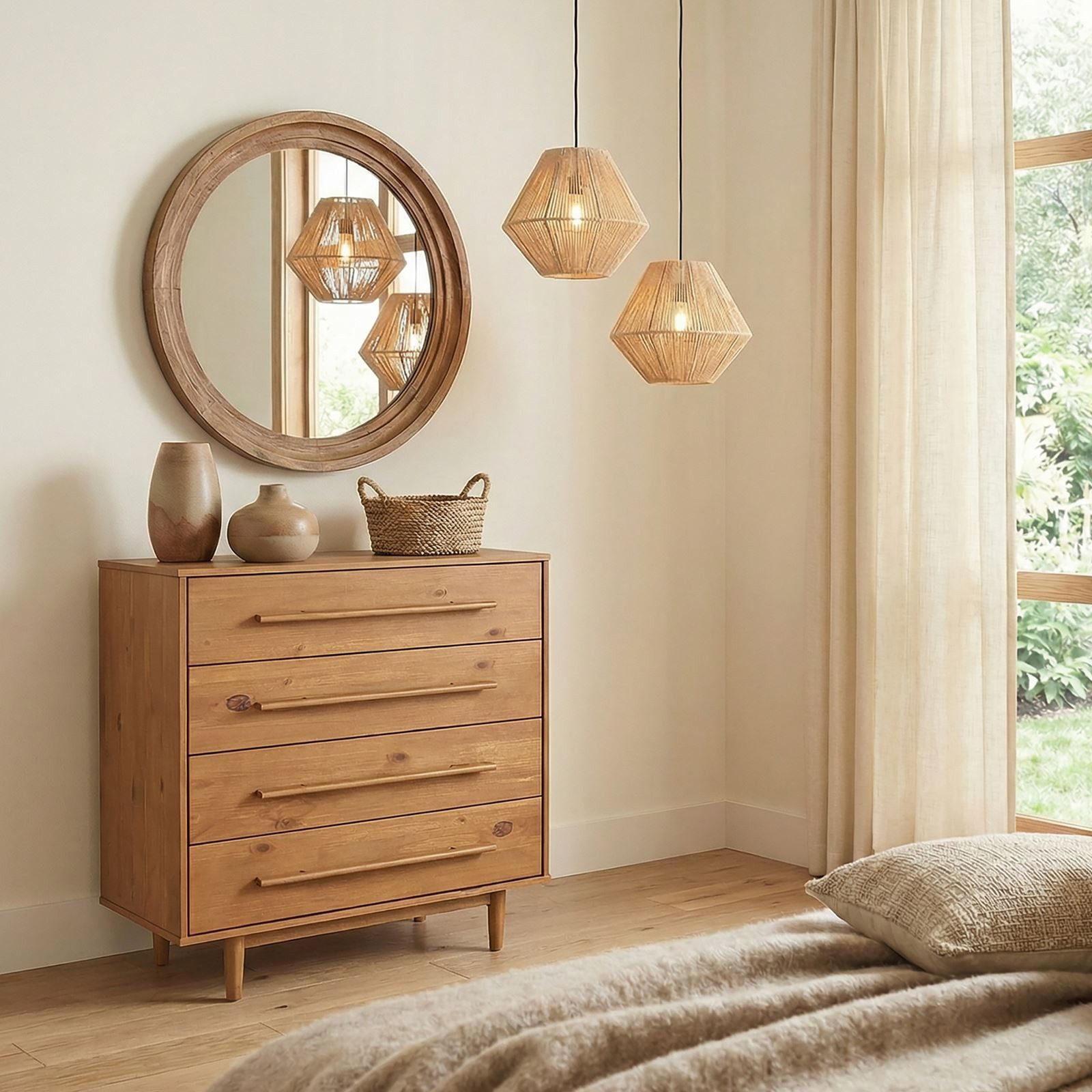 IDIMEX Kommode TECCA, Schubladenschrank mit 4 Schubladen aus Massivholz Eiche Finish