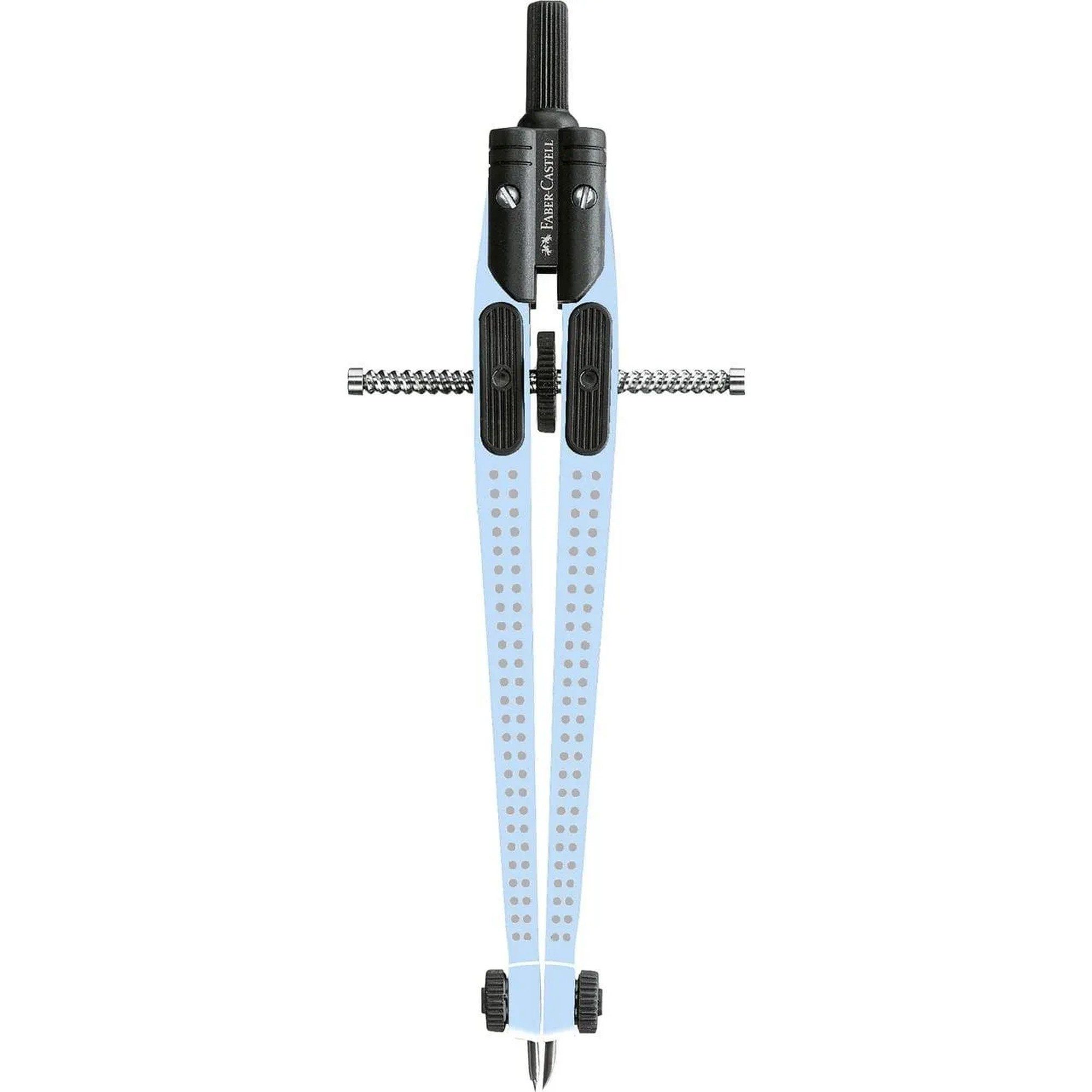 Faber-Castell Zirkel Schnellverstellzirkel Grip sky blue für Schule Ausbildung, Schnellverstellzirkel