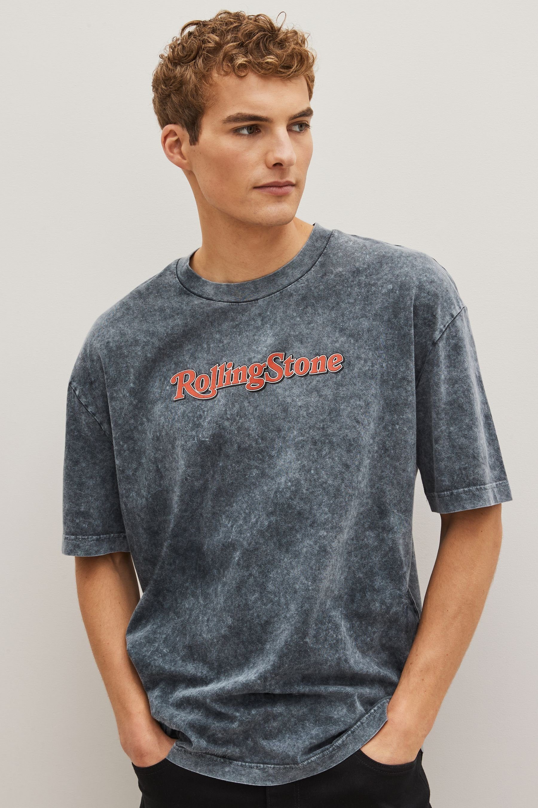 T-Shirt Next Grey License Stones Rolling T-Shirt Charcoal (1-tlg)