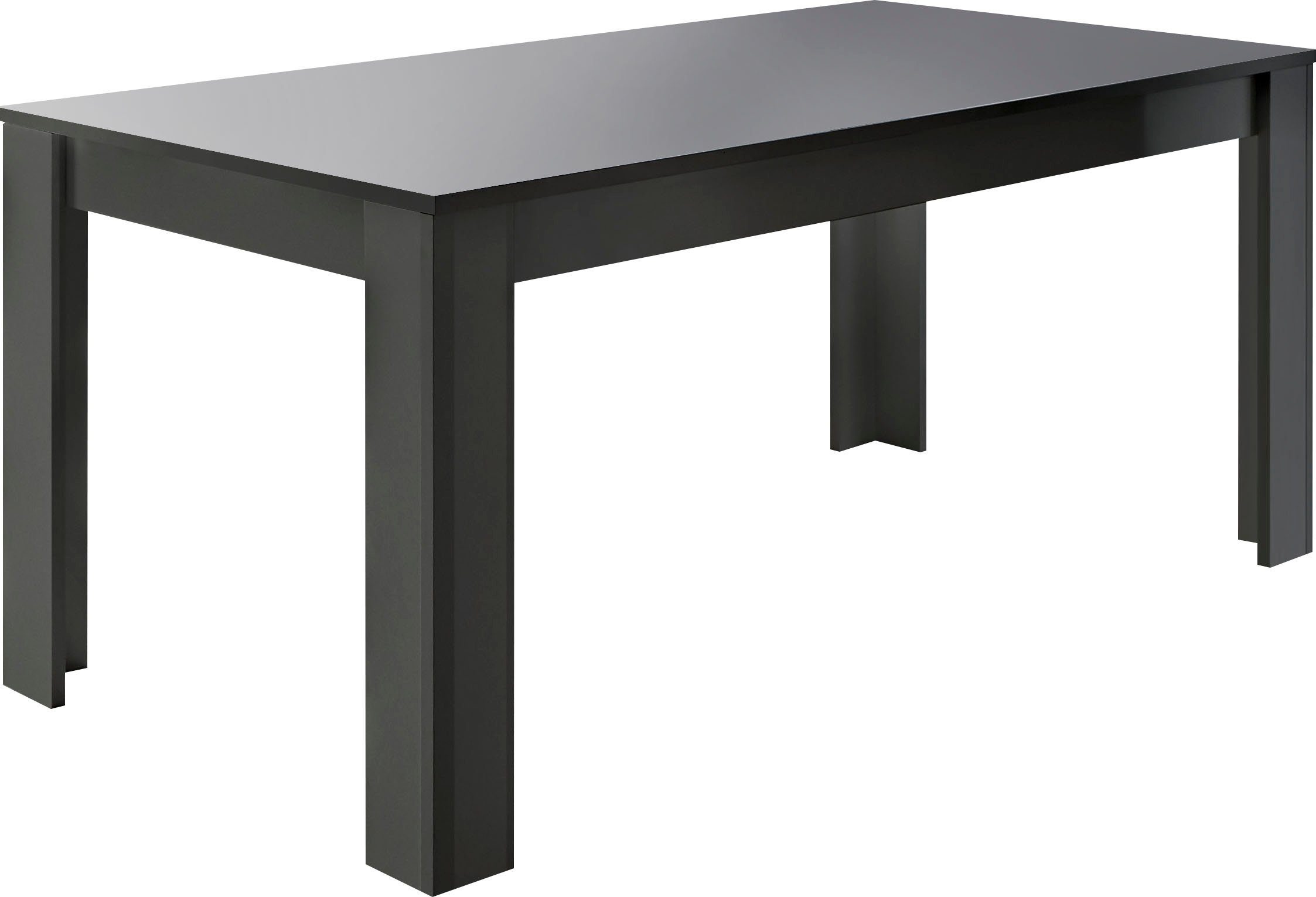 INOSIGN Esstisch Dama 137x90x79 cm (BxTxH), Esszimmertisch Anthrazit Hochglanz Lack, moderner rechteckiger Küchentisch, ausziehbar, erweiterbar auf 185 cm