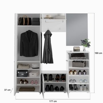 ebuy24 Kleiderschrank Linus Garderobenaufstellung 4 Türen weiß.
