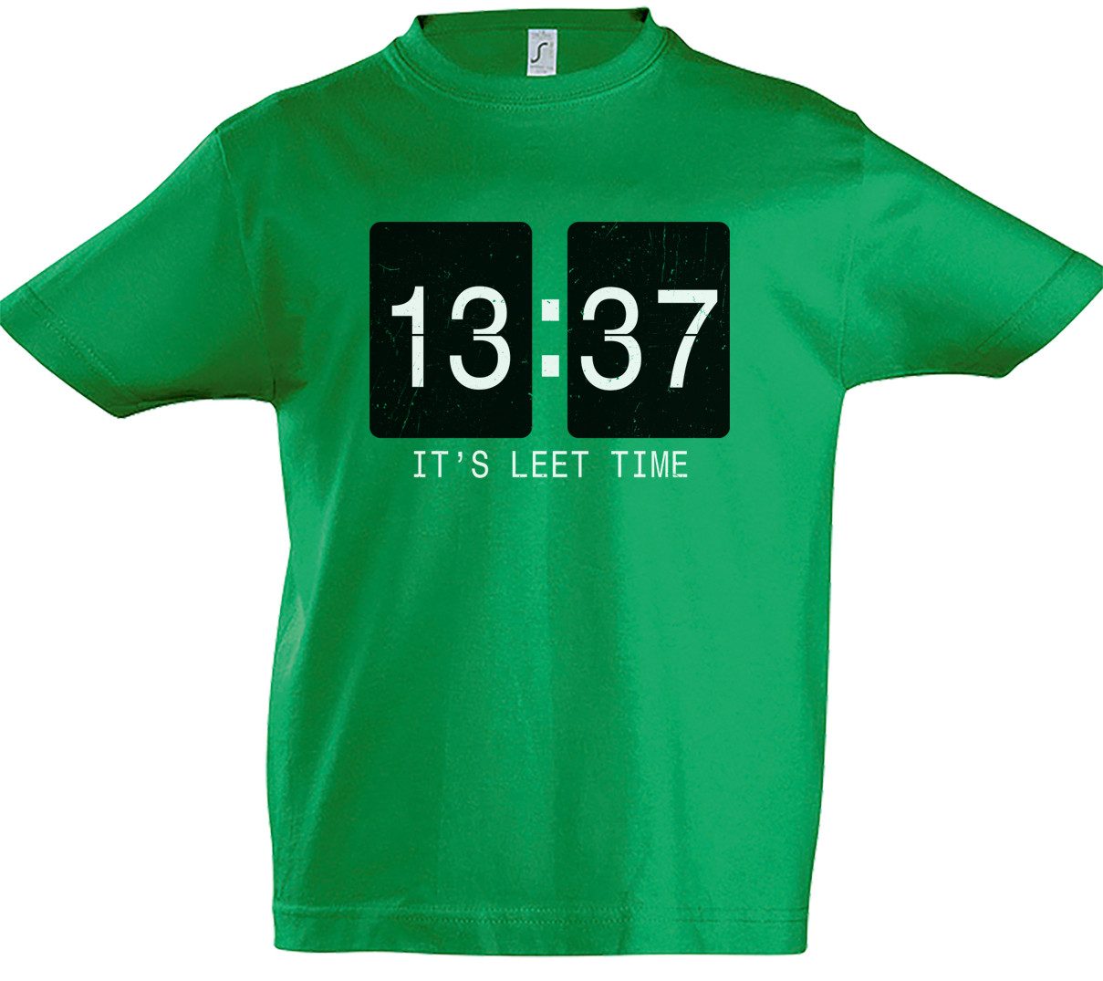 Print-Shirt It's Leet Time Kinder T-Shirt Leetspeak Elite Eleet 1337 13:37 Gamer