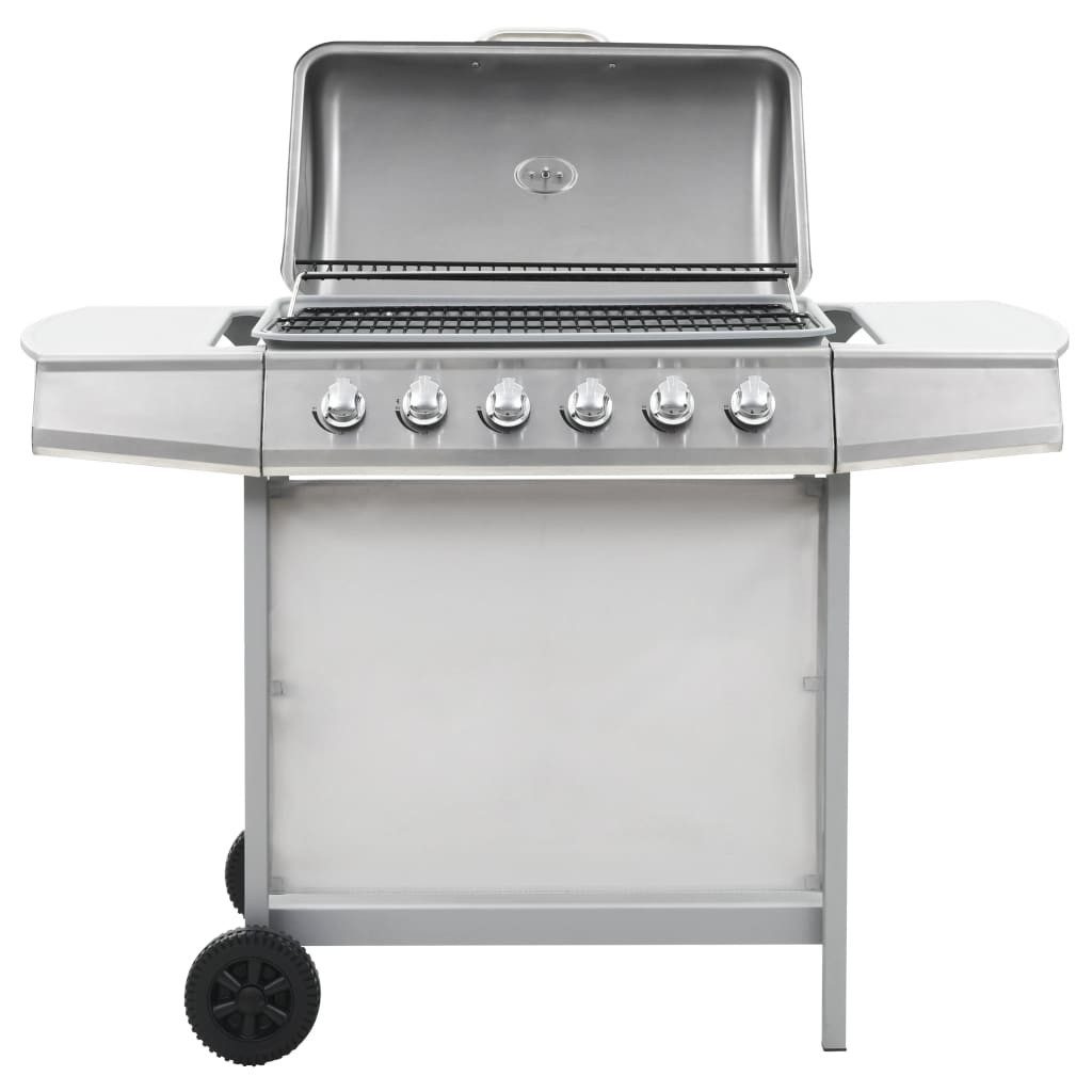 vidaXL Gasgrill Gasgrill mit 6 Flammen Edelstahl Silbern