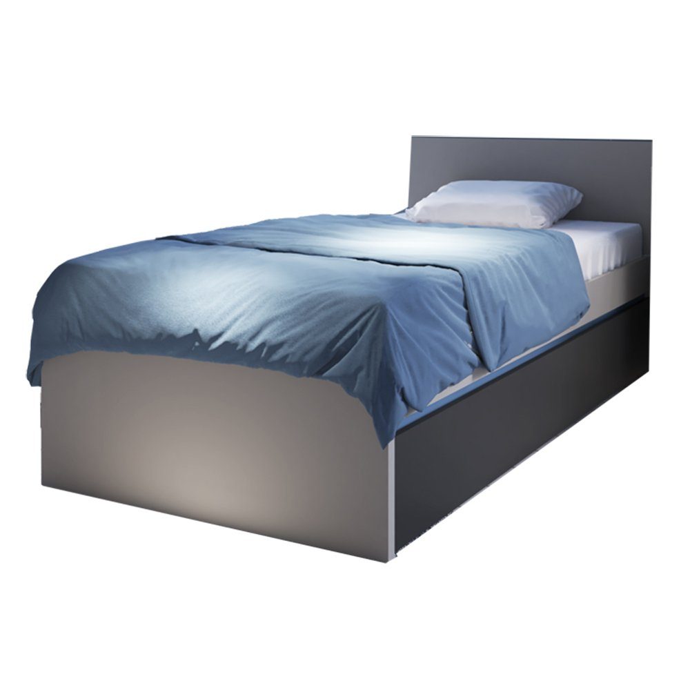 Lomadox Kinderbett LIIVA-129, Grau Platin, Perlschwarz, Alpinweiß, Himmelblau, Liegefläche 90x200 cm