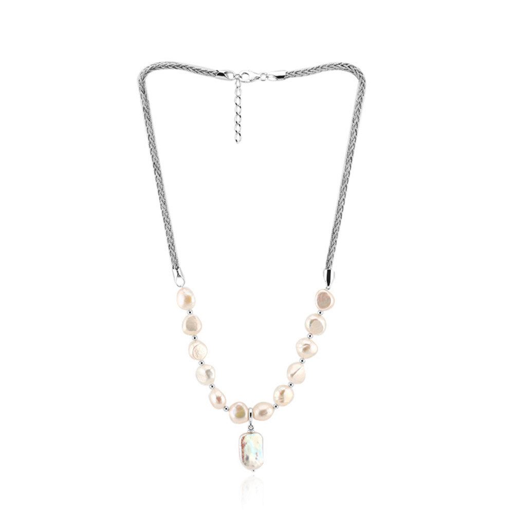 Silberkette Cavill elegantes 925er Silbercollier mit weißen Süßwasserperlen