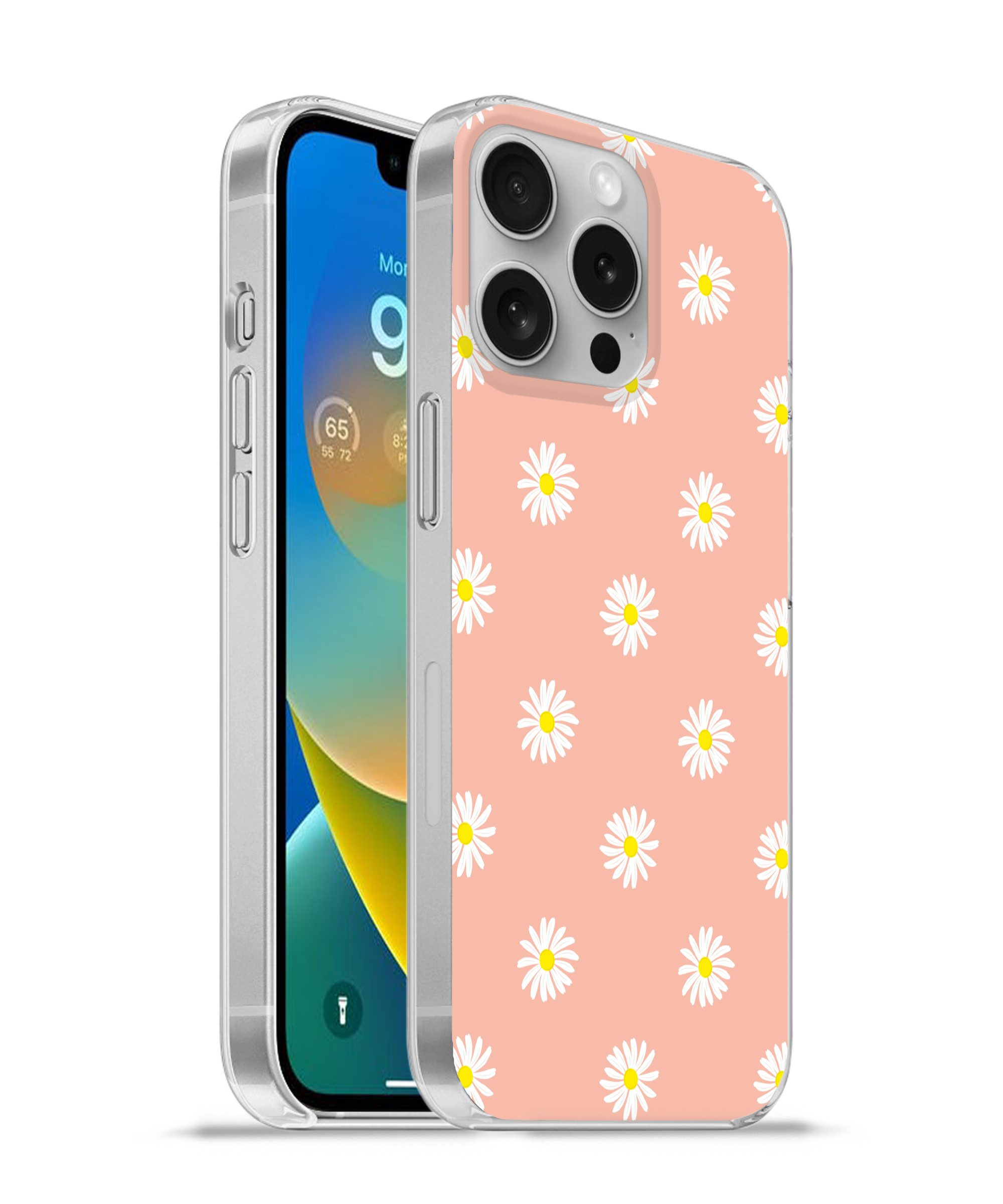 MuchoWow Handyhülle für Apple iPhone 16 Pro Gänseblümchen - Pastell - Weiß - Rosa - Blumen, Smartphone-Bumper, Print, Handy Schutzhülle Dünn