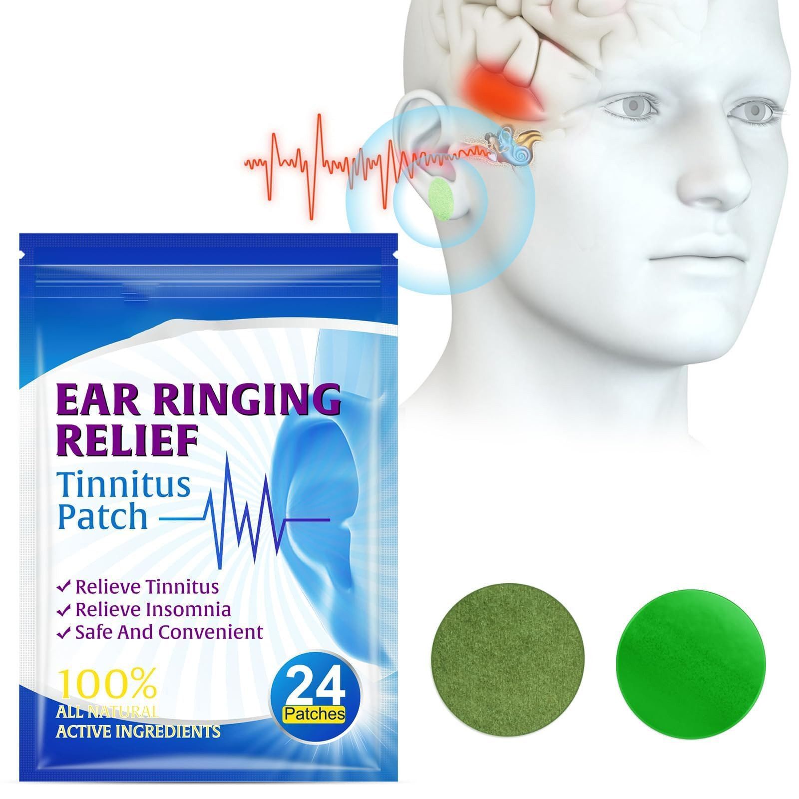 Silberstern Entgiftungspflaster Ohrpflaster zur Linderung von Tinnitus, Tinnitus-Pflaster, 24 Stück, Unisex, löst Tinnitus-Schlafprobleme