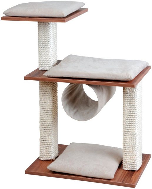 SILVIO DESIGN Kratzbaum Cosy, B/T/H: 80/36/86 cm, walnussdekor/sandfarben