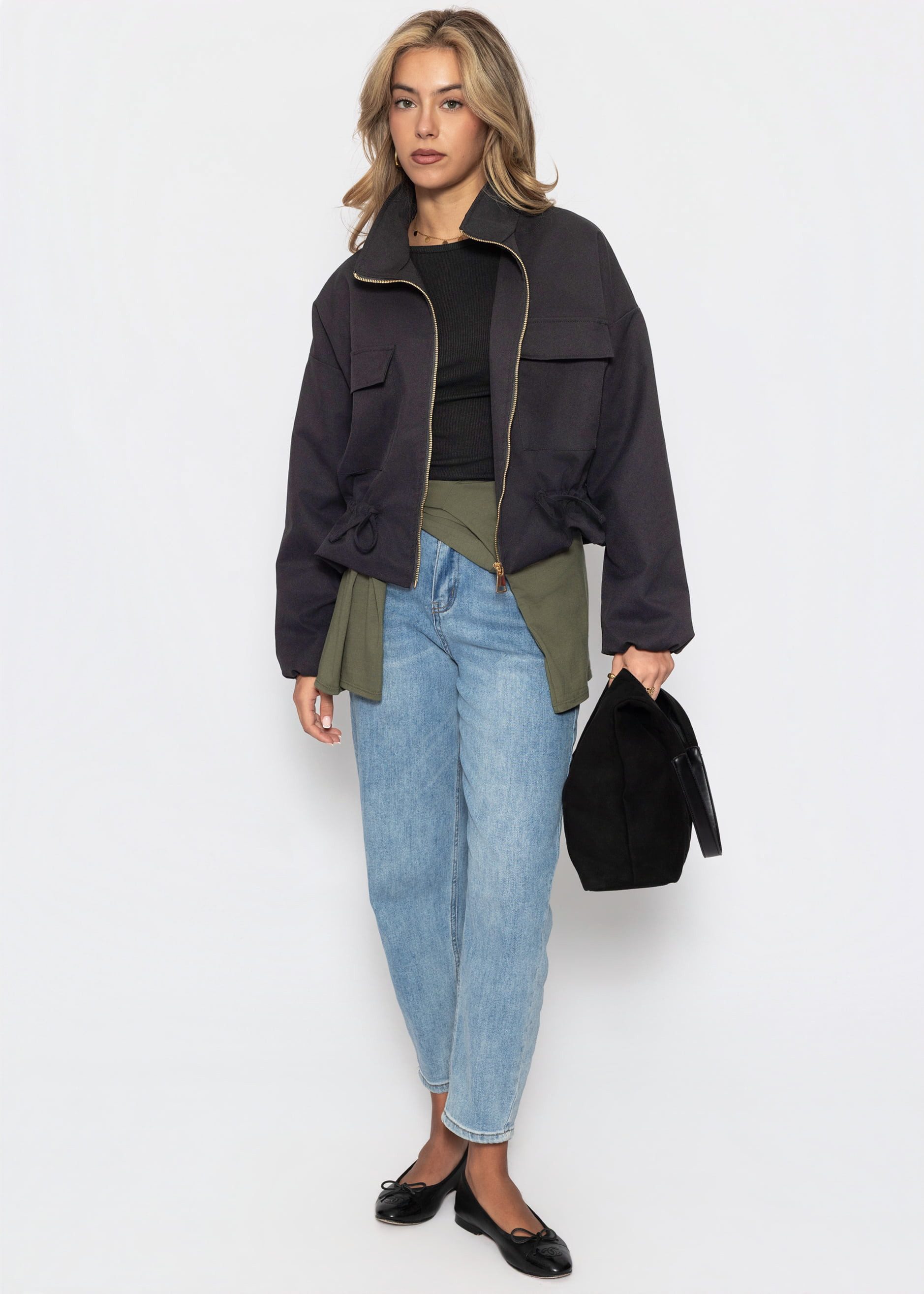 SASSYCLASSY Langarmshirt Langarmshirt mit U-Boot Ausschnitt für Damen Elegantes Shirt in feiner Rippstruktur – Bild 4 von 5