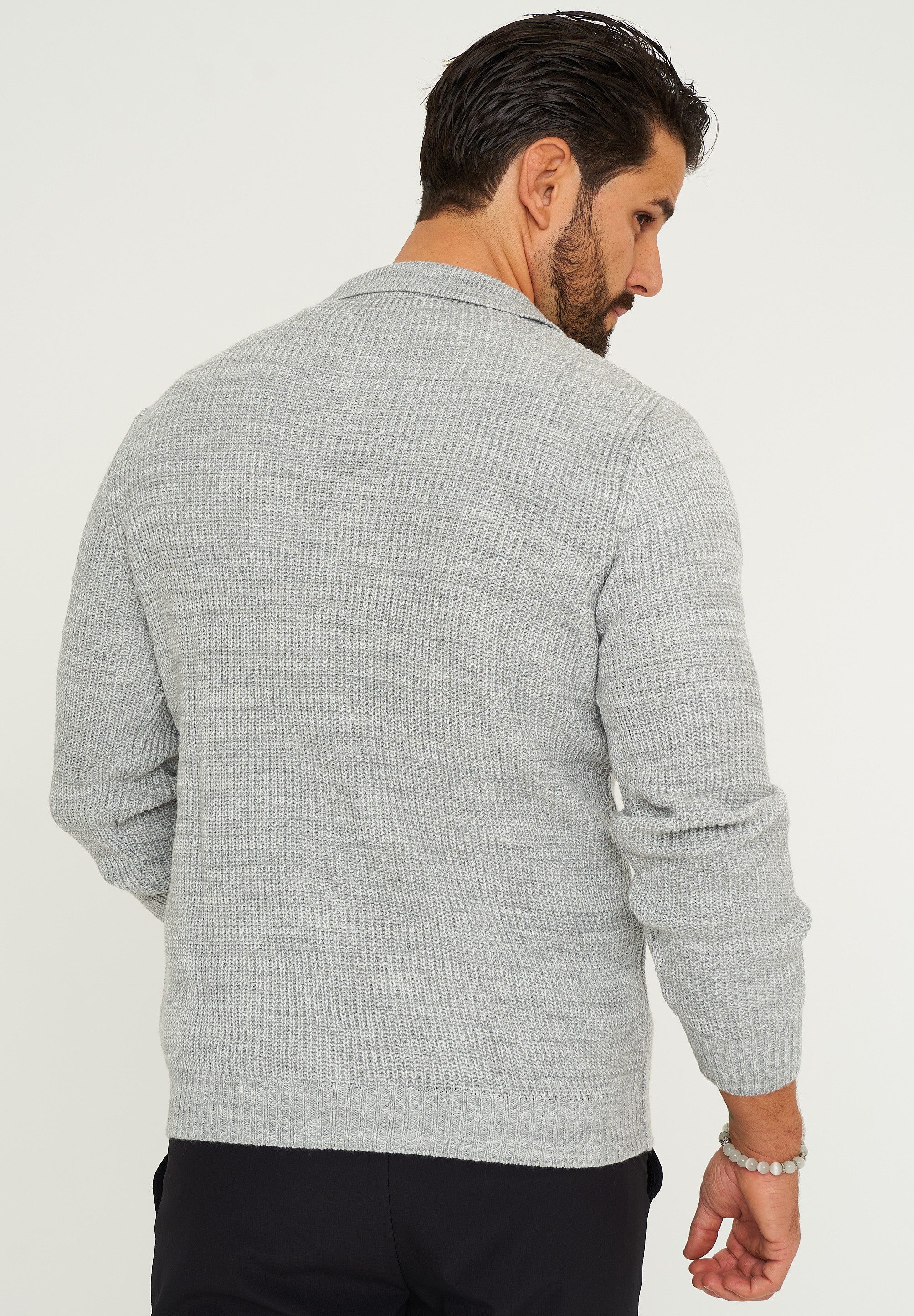 CARISMA Strickpullover CRALYTUS Herren Grobstrick Pulli mit Polo-Kragen Winterpullover