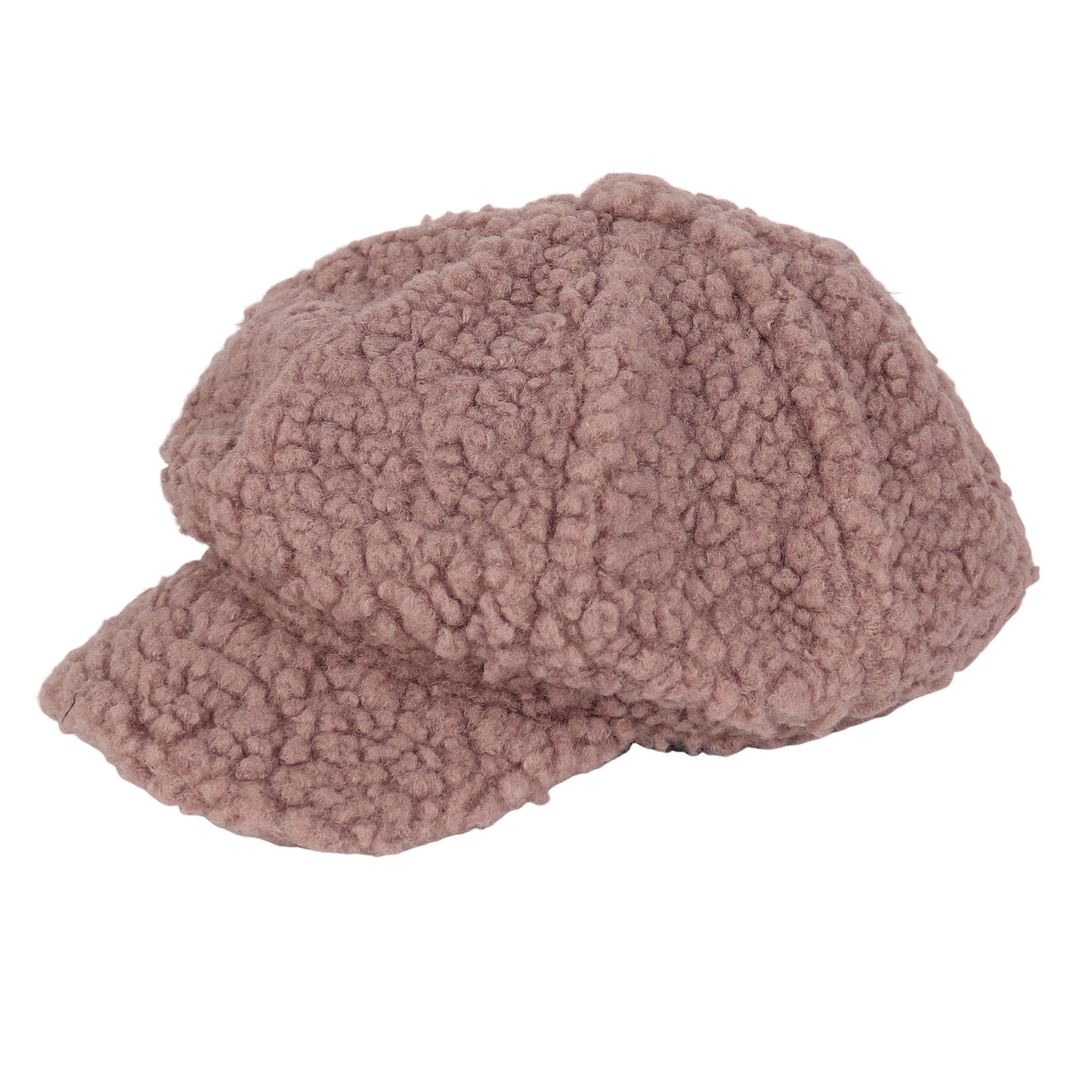 MIRROSI Schiebermütze Baker Boy Mütze aus Kunstteddyfell, gefüttert, Einheitsgröße verstellbar, Einheitsgröße, warm für Herbst & Winter