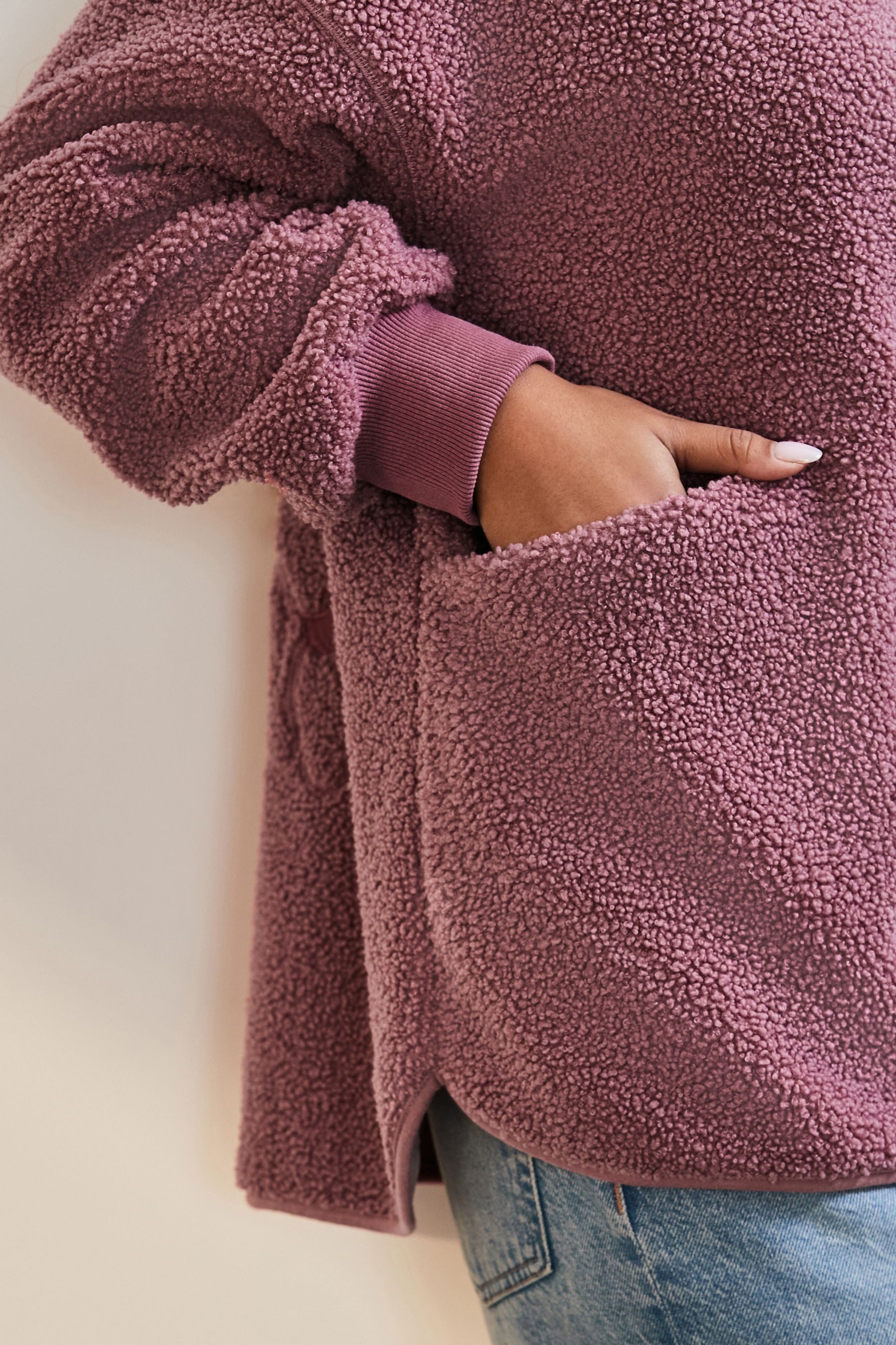 Next Fleecepullover Relaxed Fit Sweathirt mit Fleece und Cord (1-tlg)