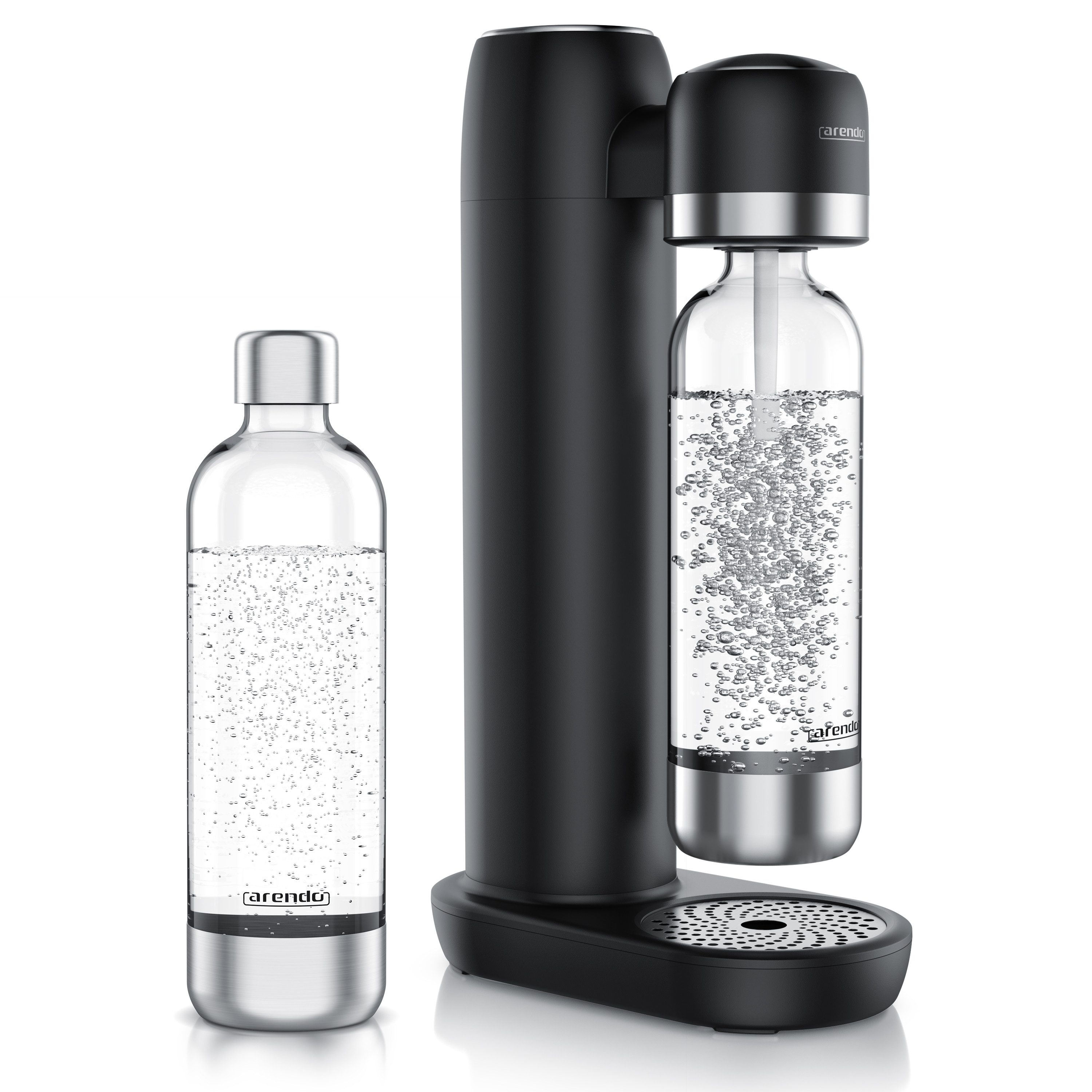 Arendo Wassersprudler Soda Streamer, 2x 1000 ml Flaschen, kompatibel mit 60l CO2 Zylindern, (Set, 3-tlg., Soda Maker, 2x PET-Flasche), Soda Maker + 2 Wasserflaschen, BPA-frei, fein dosierbar, Carbonator