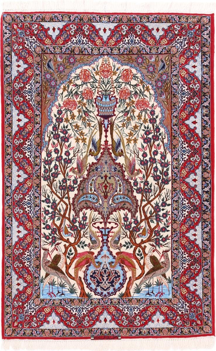 Orientteppich Isfahan Seidenkette 113x168 Handgeknüpfter Orientteppich, Nain Trading, rechteckig, Höhe: 6 mm | Kurzflor-Teppiche