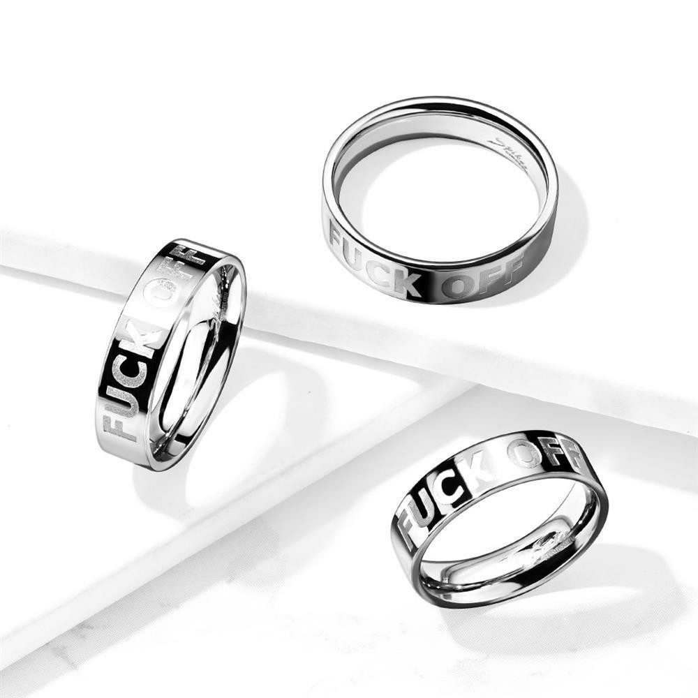 BUNGSA Fingerring 64 (20.4) Ring FUCK OFF Silber aus Edelstahl Unisex (Ring, 1-tlg), Damen Herren – Bild 2 von 2