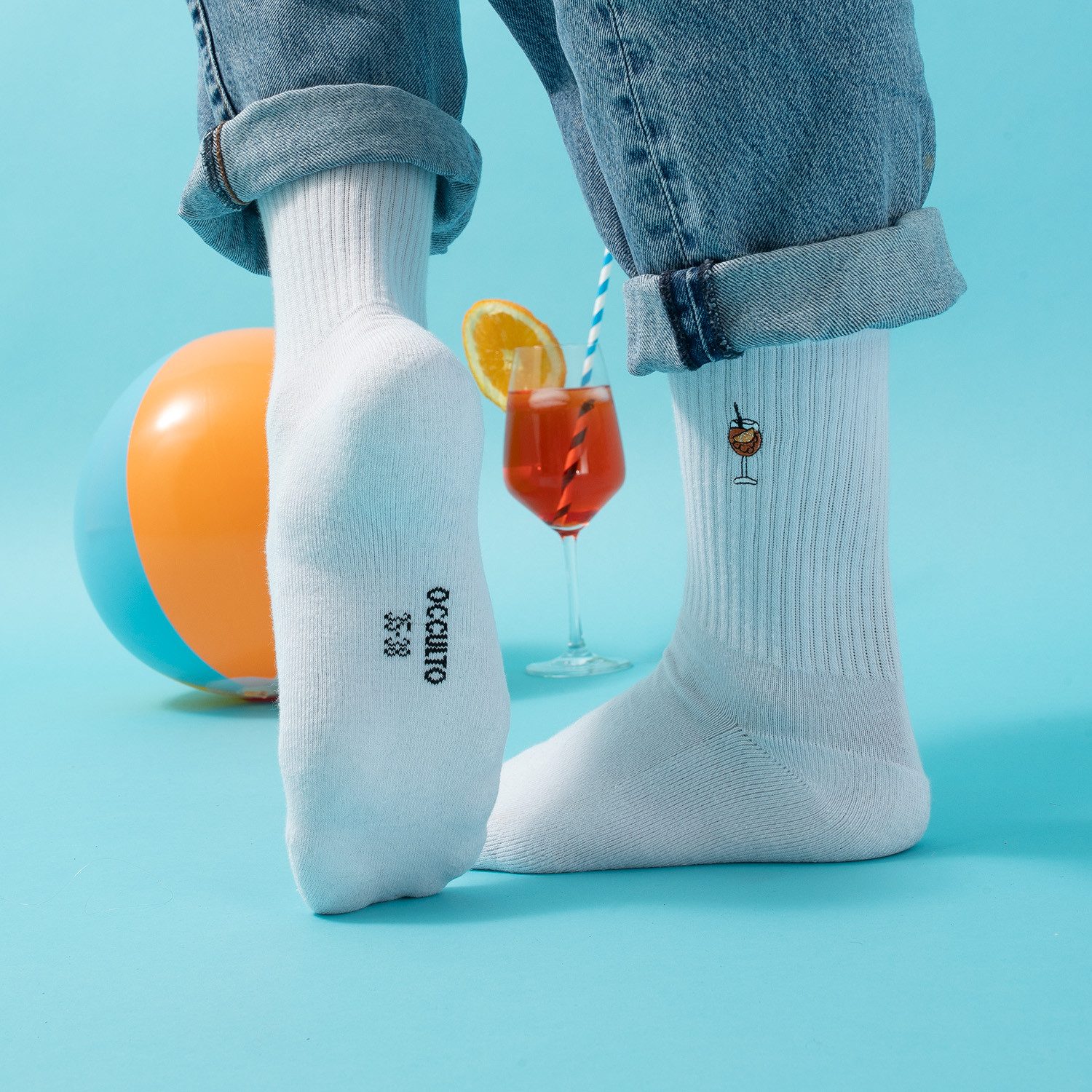OCCULTO Basicsocken Damen & Herren Motiv Tennissocken 3er Pack (Modell: Robin) (3-Paar)