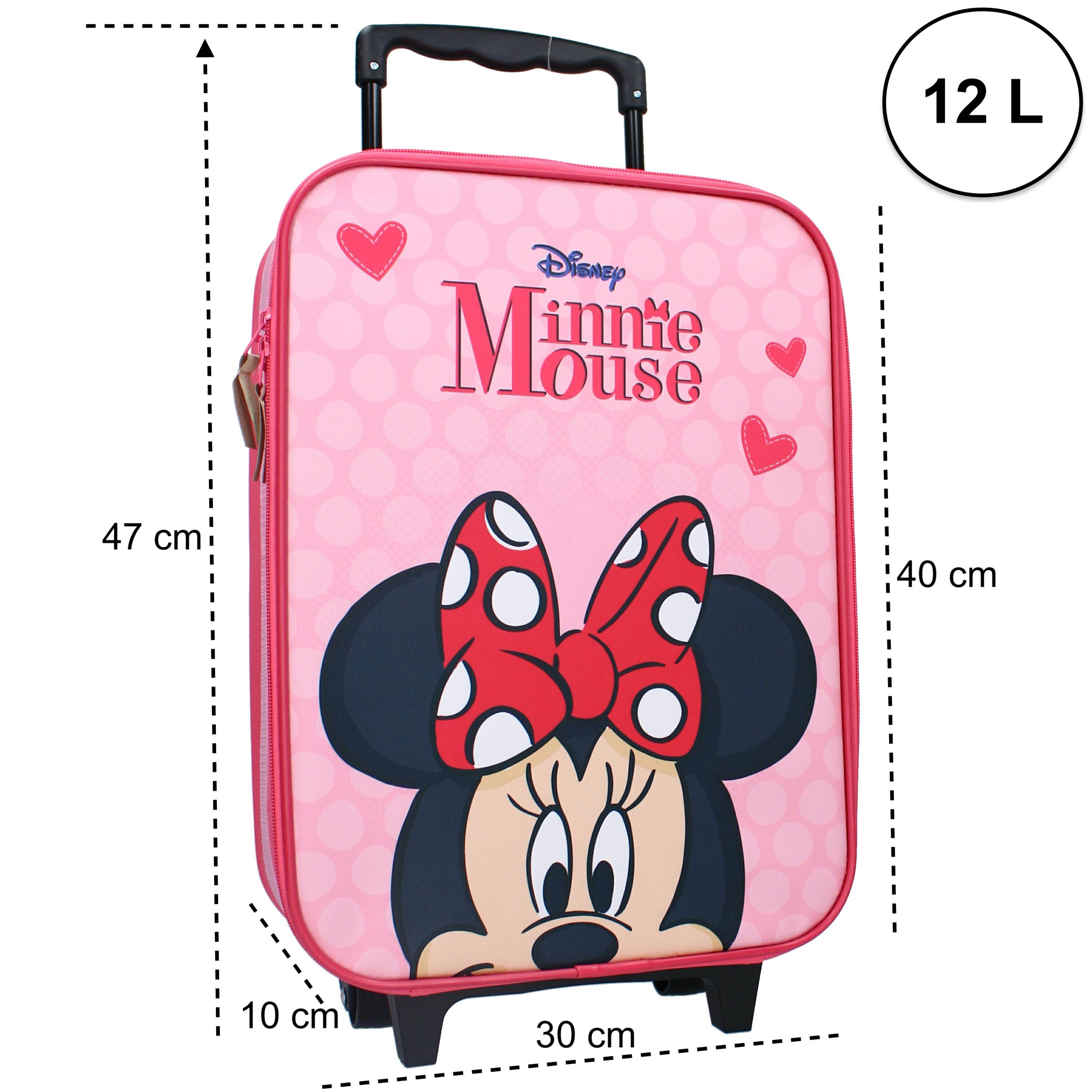 Disney Minnie Mouse Kinderkoffer Trolley Kindertrolley Mädchen Minni Maus Pink Kinder Trolly Leicht, 2 Rollen, Innenmaße: 40x30x10 cm, 12 L Volumen – Bild 2 von 5