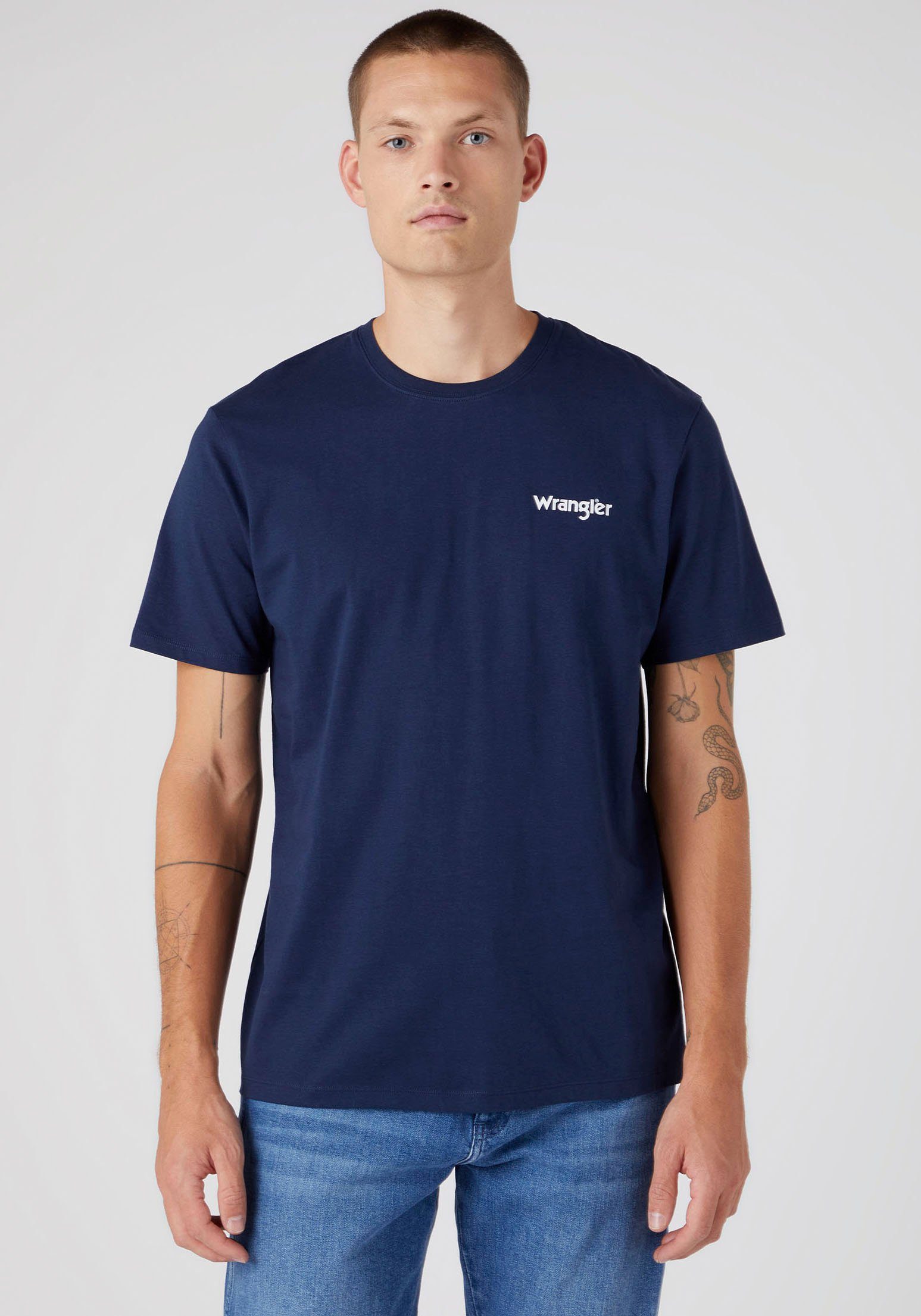 Sign T-Shirt navy Off 2er-Pack) (Set, Wrangler true 2-tlg.,