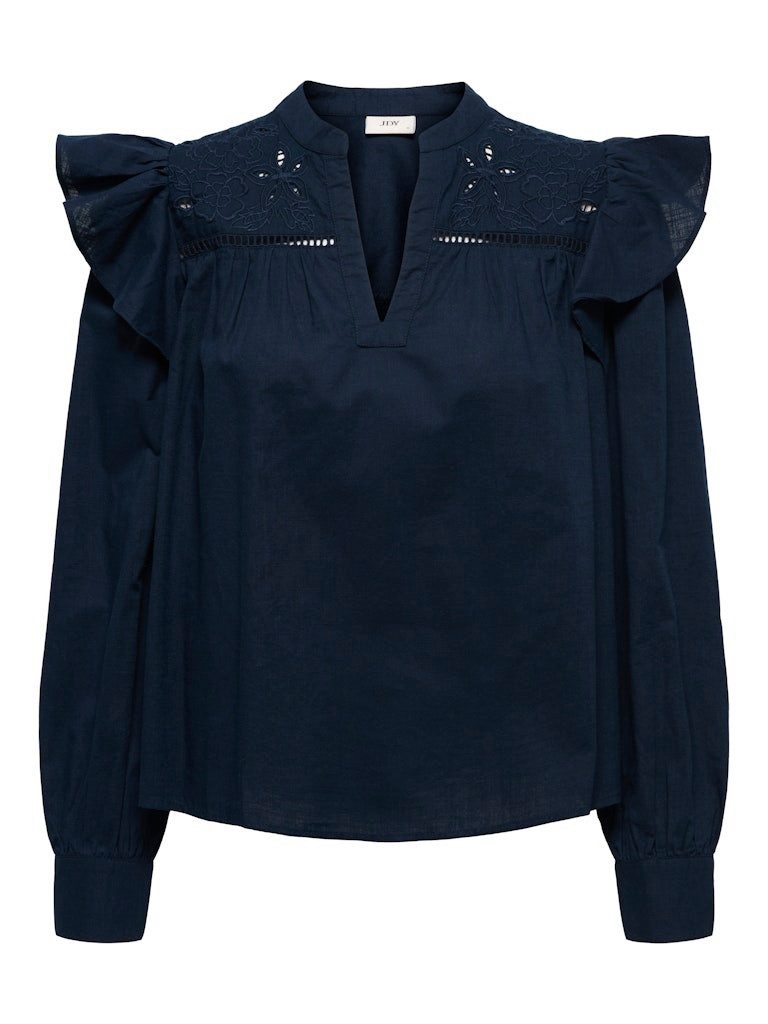Blusenshirt JDYALBA L/S V-NECK EMB TOP WVN EXP