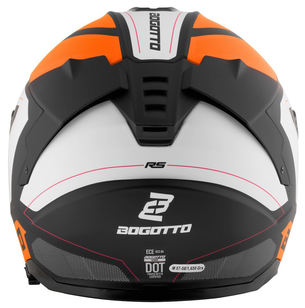 Bogotto Motorradhelm FF122 BGT Helm, integriertes Sonnenvisier