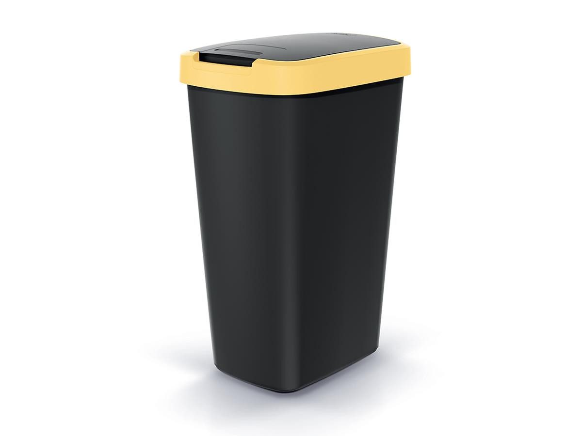 Keden Mülleimer Compacta Q 45 Liter, Schwing- und Klappdeckel Kunststoff Schwarz/ Hellgelb