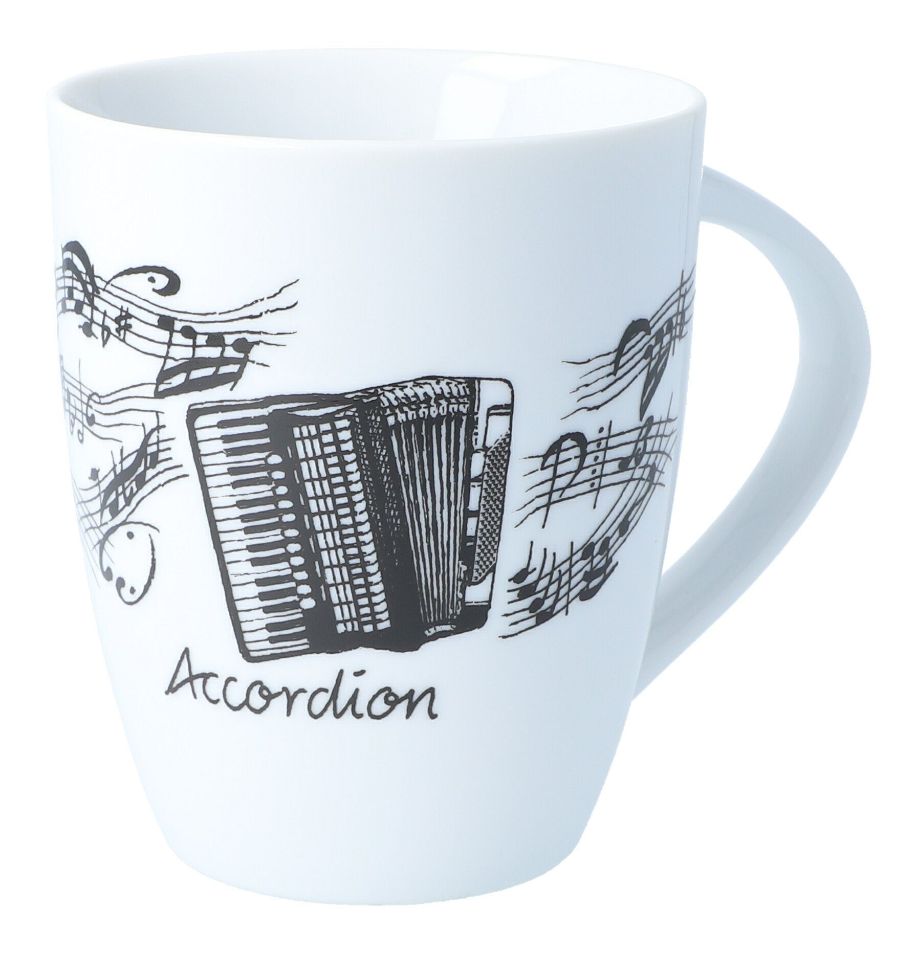 Becher Henkelbecher bedruckt mit diversen Instrumenten und musikalischen
