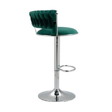 Celya Barhocker 360° Drehstuhl, 2er Set, Höhenverstellbare Barstühle, Küchenstühle mit Rückenlehne und Fußstütze,Samt