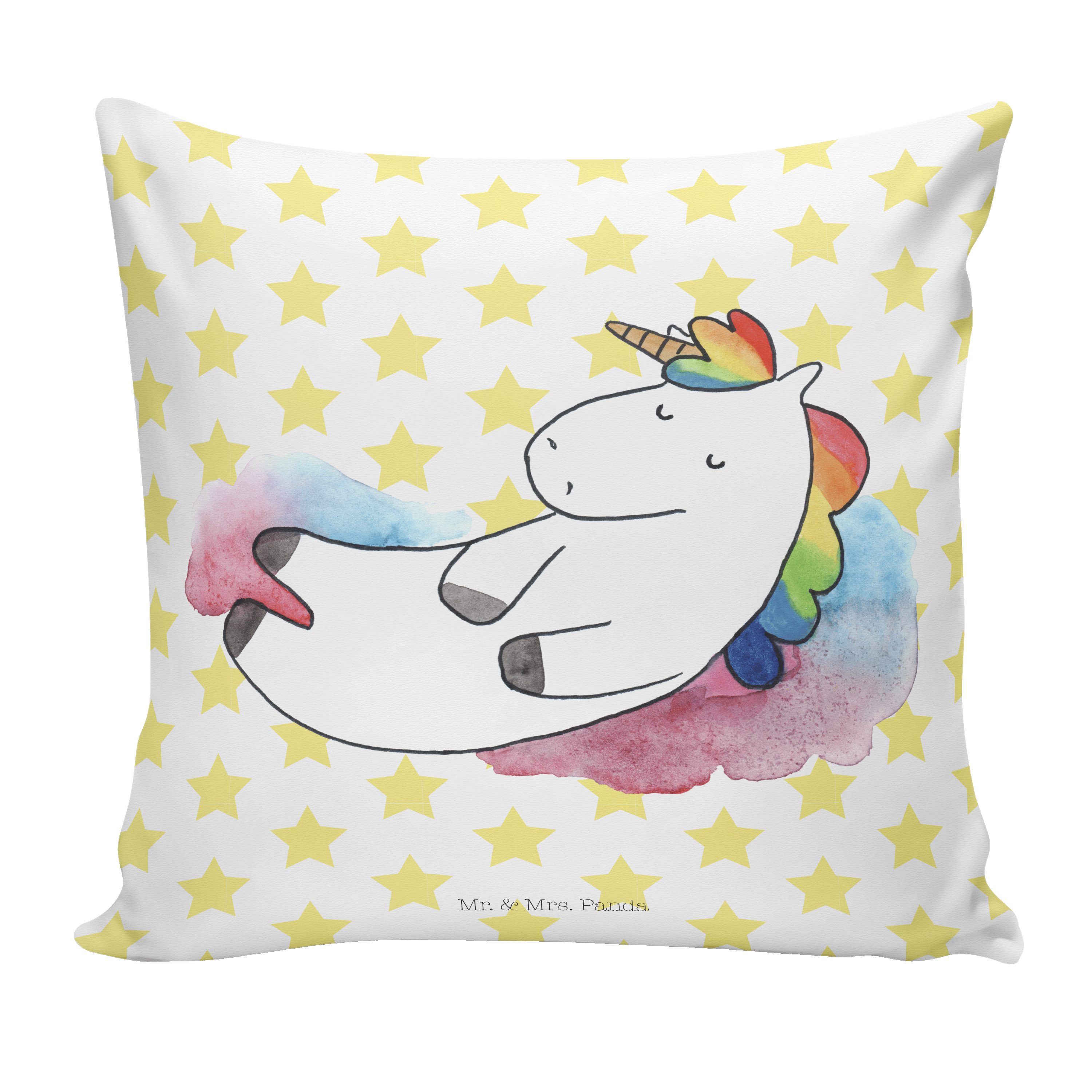 Mr. & Mrs. Panda Dekokissen Einhorn Wolke 7 - Weiß - Geschenk, Unicorn, Sofakissen, Einhörner, K