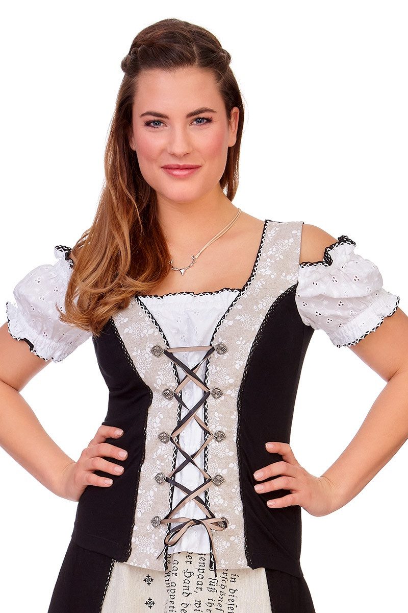 MarJo Trachtenshirt Блузкиshirt - ELISA II - beige/schwarz