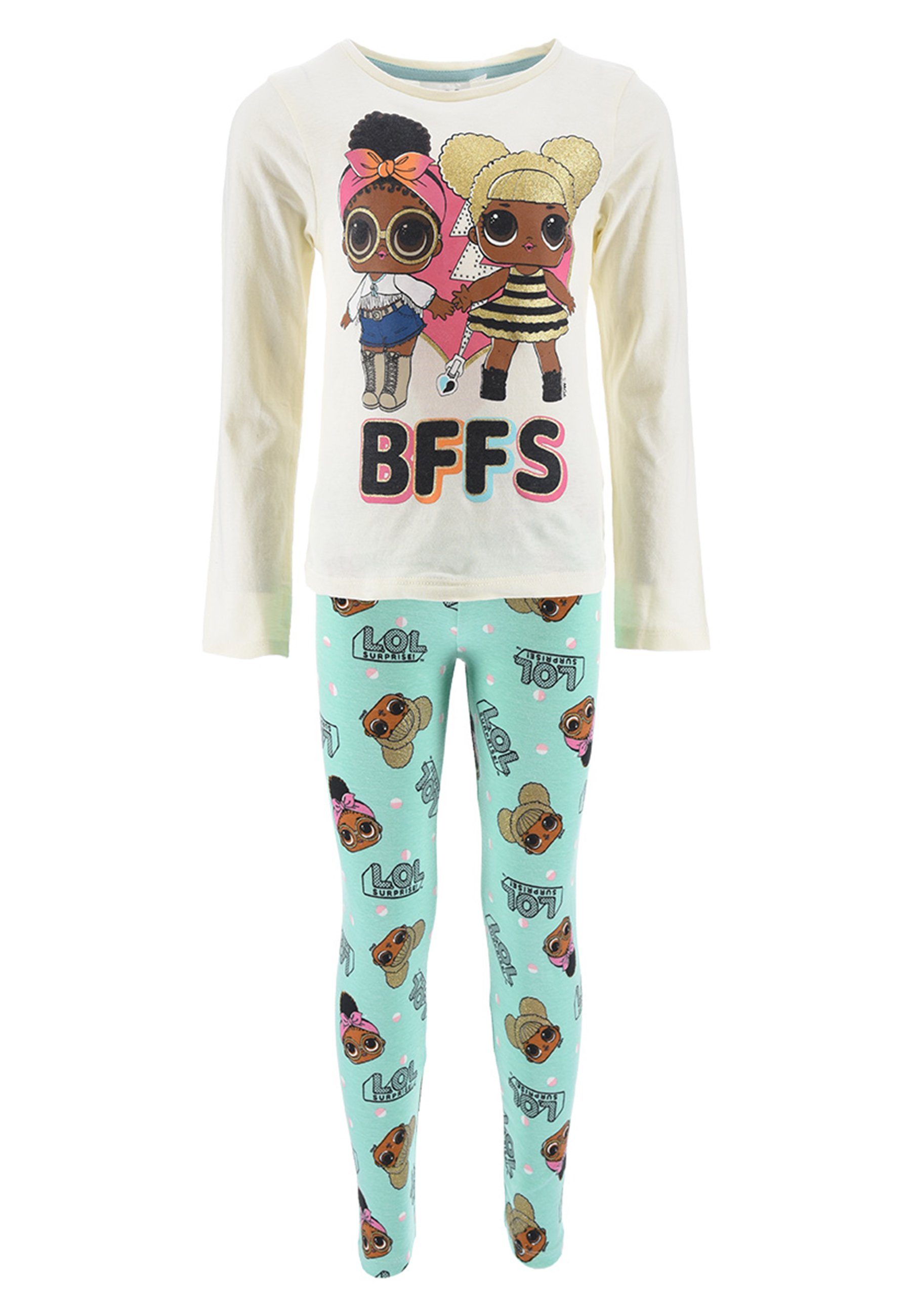 Schlafanzug Mädchen Set Langarm-Shirt Oberteil mit Leggings Hose