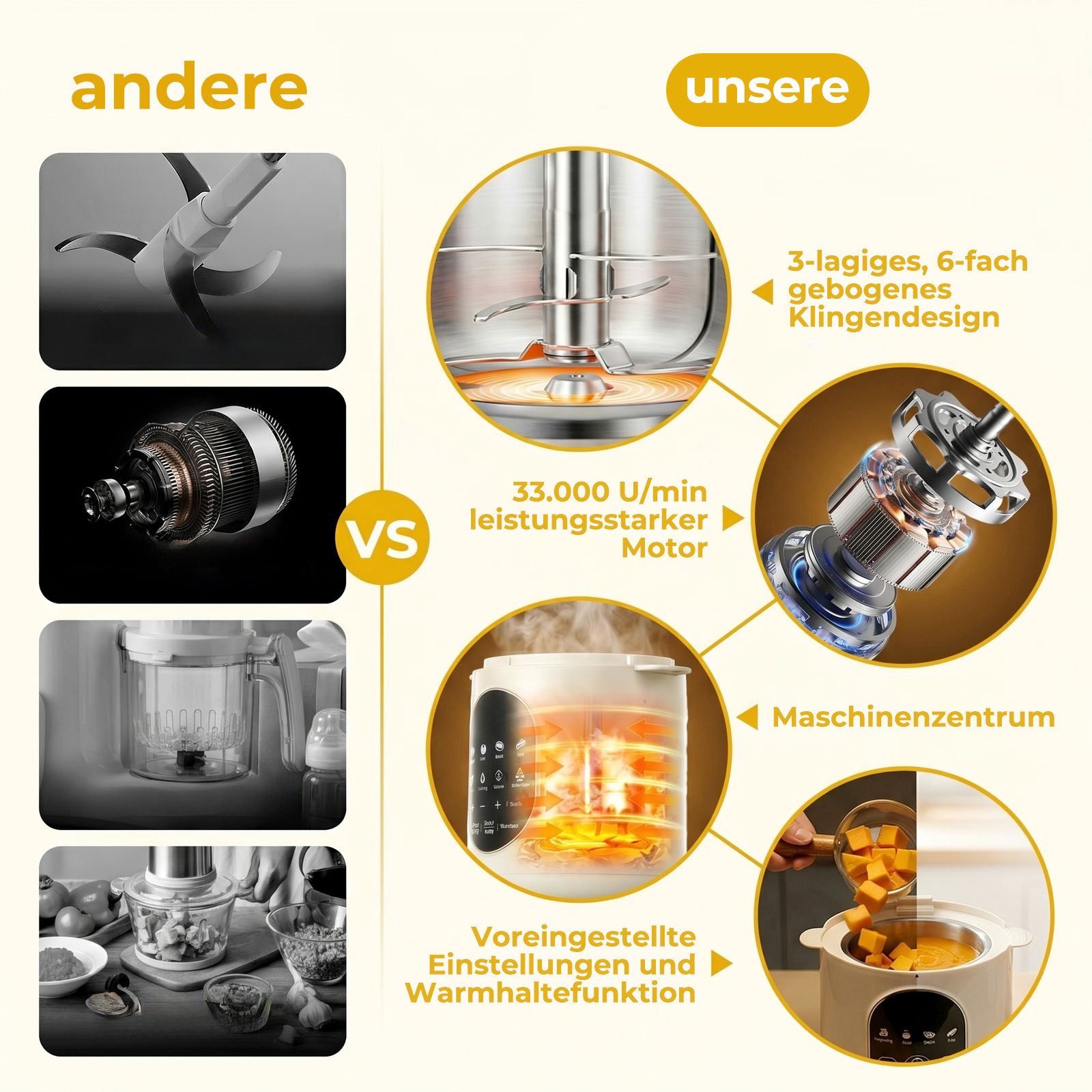 FOHERE Babynahrungszubereiter Automatischer Zerkleinerer, Dampfgarer und Mixer, aus Edelstahl, weiß