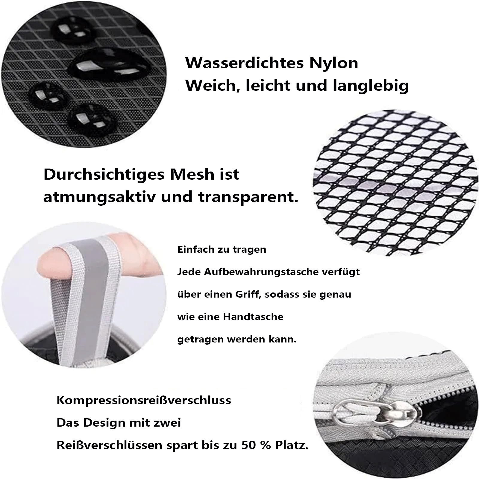 Agger Kofferorganizer Kompressions-Packwürfel / Kompressionswürfel 5 Stück (5-tlg), Reise-Kompressionsbeutel