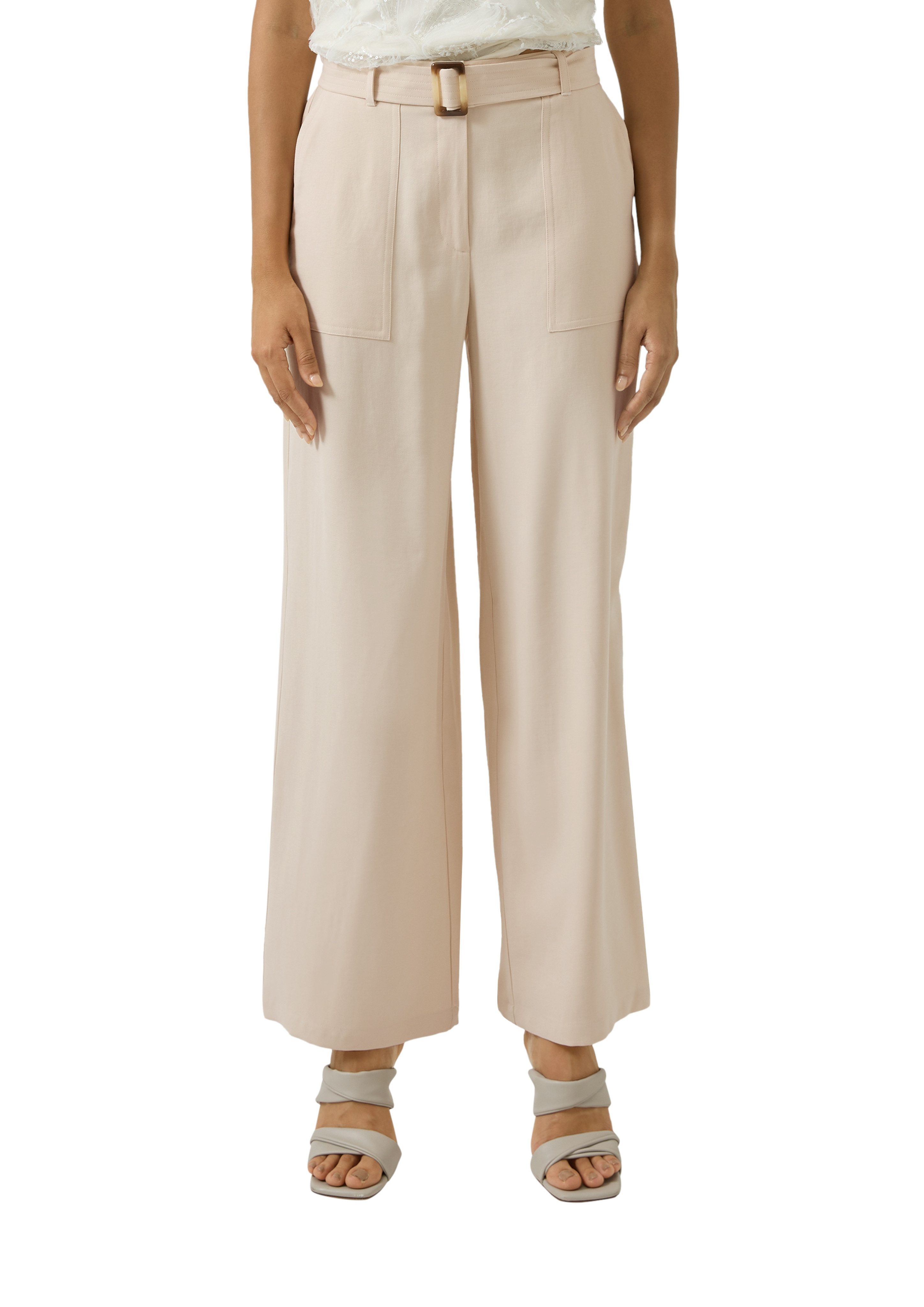 s.Oliver BLACK LABEL Stoffhose mit Bindegürtel und weitem Bein