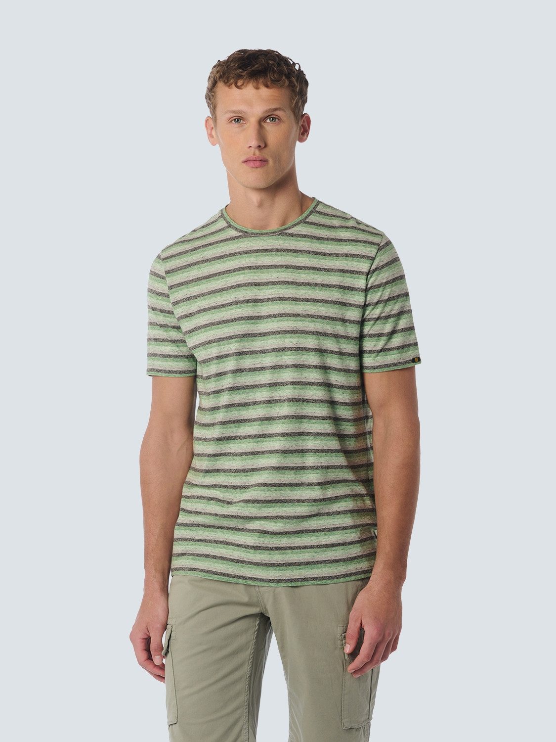 NO EXCESS Kurzarmshirt T-Shirt Crewneck Melange Stripes